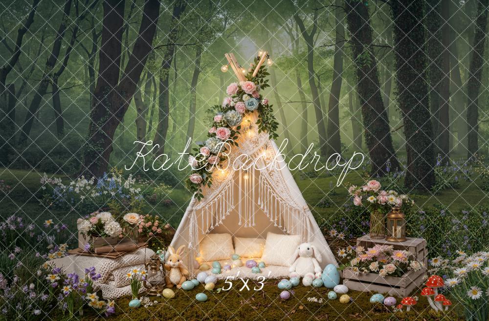 Kate Pâques Forêt Tente Fleurs Toile de fond conçue par Emetselch