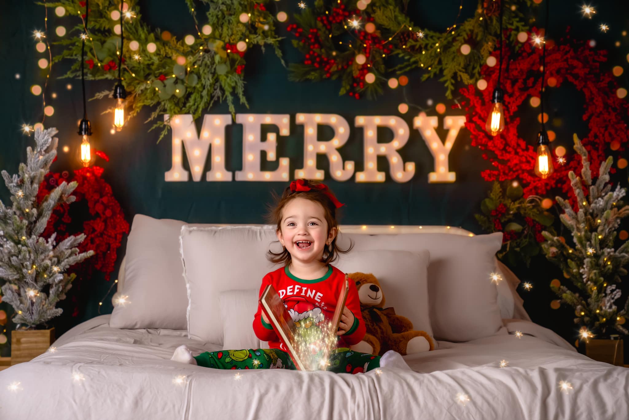 Kate Joyeux Noël Scintillait Tête de lit Toile de Fond conçue par Mandy Ringe - Kate Backdrop FR
