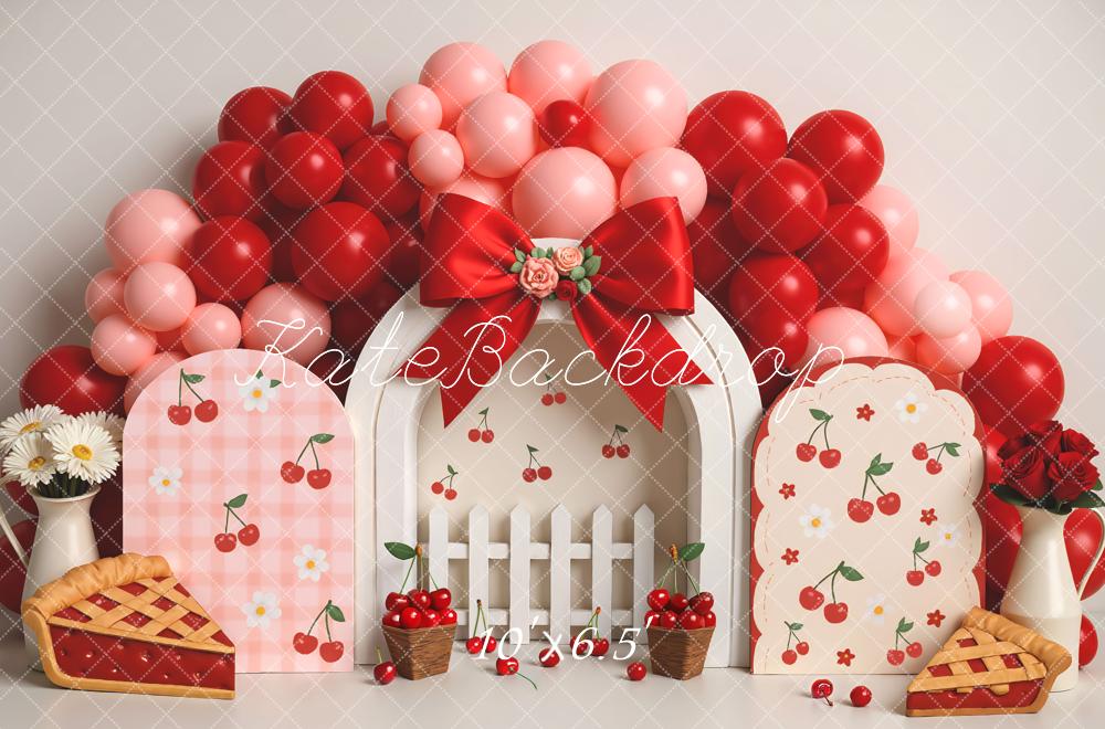 Kate Cerise Ballons Clôture Tarte Arche Toile de fond conçue par Mini MakeBelieve - Kate Backdrop FR