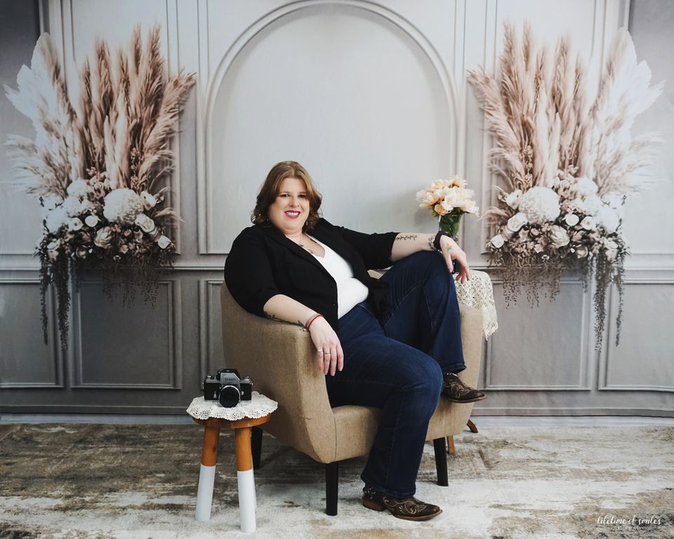 Kate Crème Bohème Mur Fleurs séchées Toile de fond conçue par Mini MakeBelieve - Kate Backdrop FR