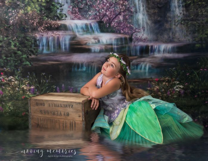 Kate Sirène Chute d'eau Printemps Été Pâques Toile de fond pour la photographie - Kate Backdrop FR