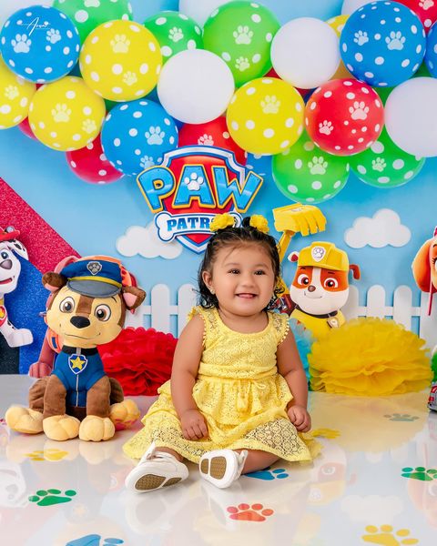 Kate Ballons Thème Patte Bleu Photographie Toile de fond conçue par Kerry Anderson - Kate Backdrop FR