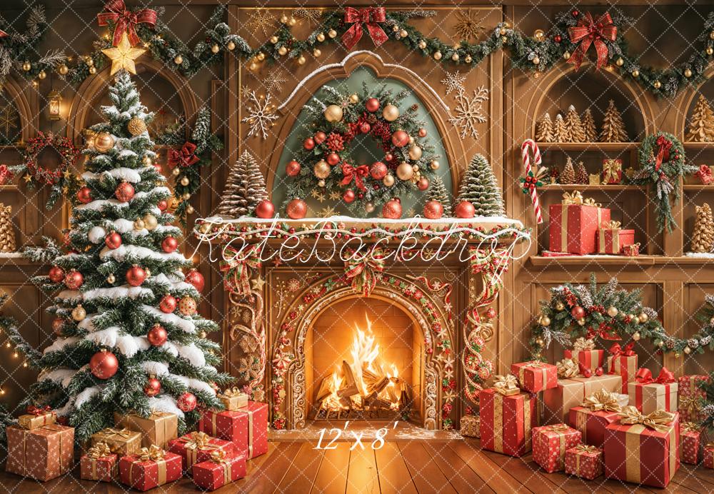 Kate Noël Sapin Cheminée Cadeaux Toile de fond en Laine conçue par Emetselch