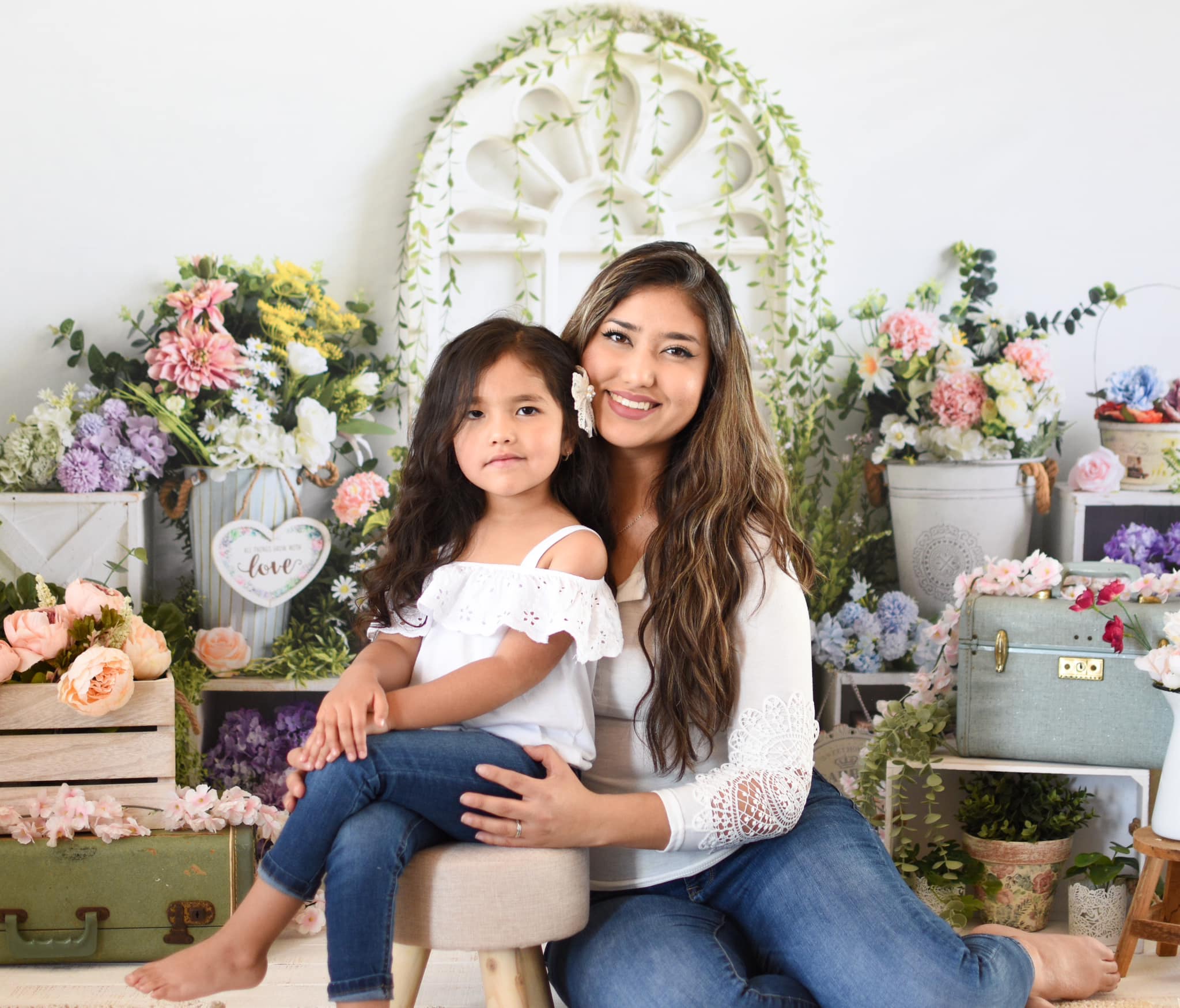 Kate Jardin Fleurs Printemps Porte Blanc Toile de fond conçu par Emetselch - Kate Backdrop FR