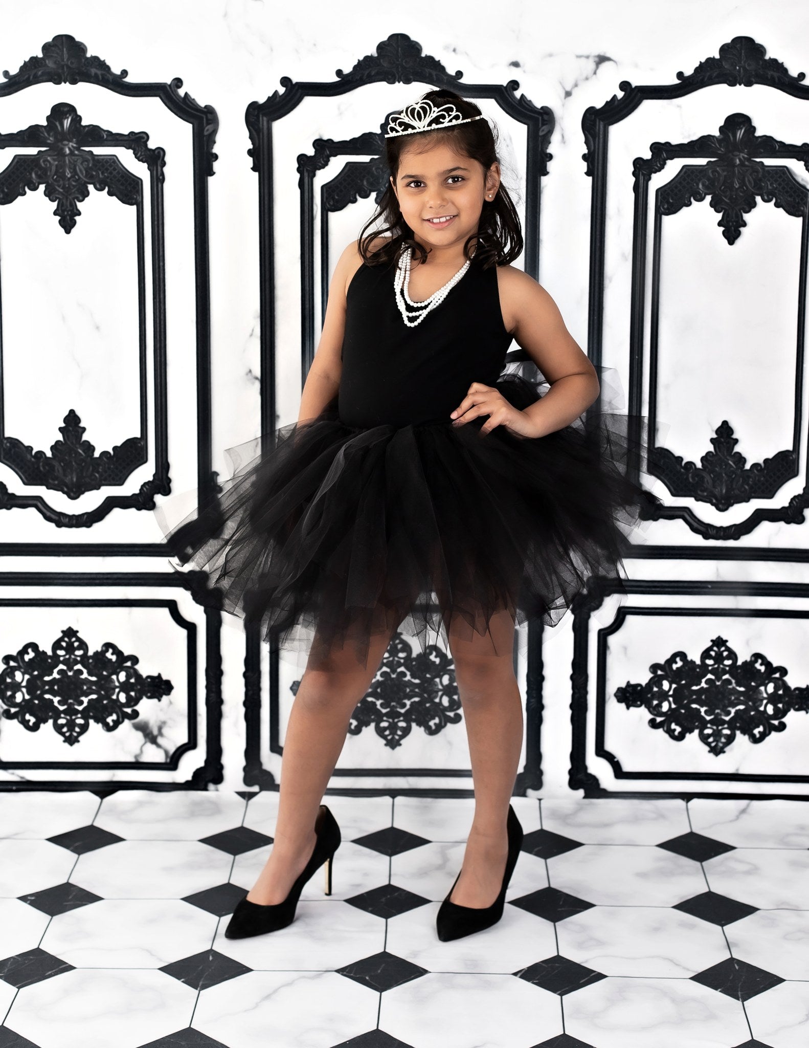 Kate Mur de marbre Noir & Blanc Toile de fond conçu par Ashley Paul - Kate Backdrop FR