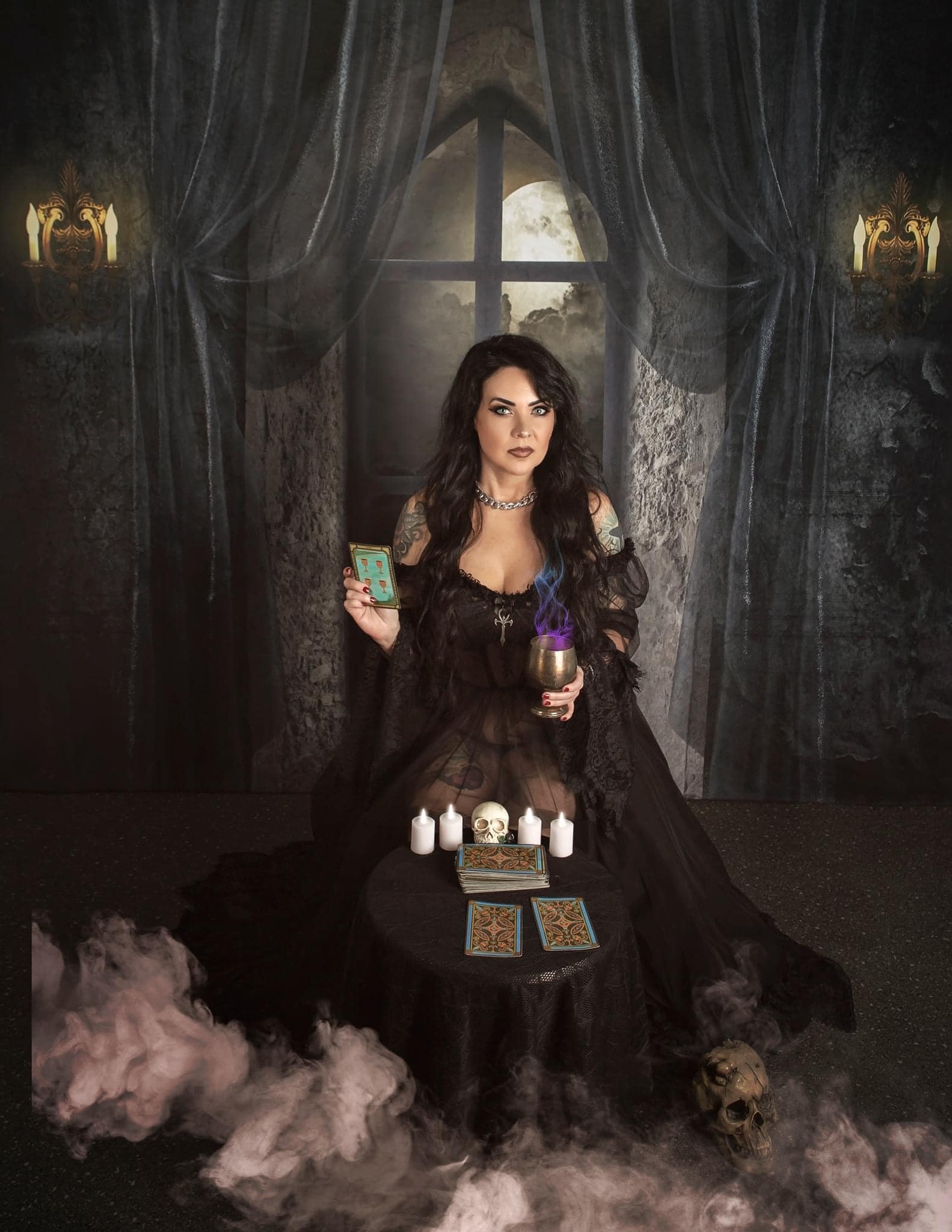 Kate Halloween Château Nuit Lune Nuage Toile de fond conçue par Uta Mueller Photographie - Kate Backdrop FR