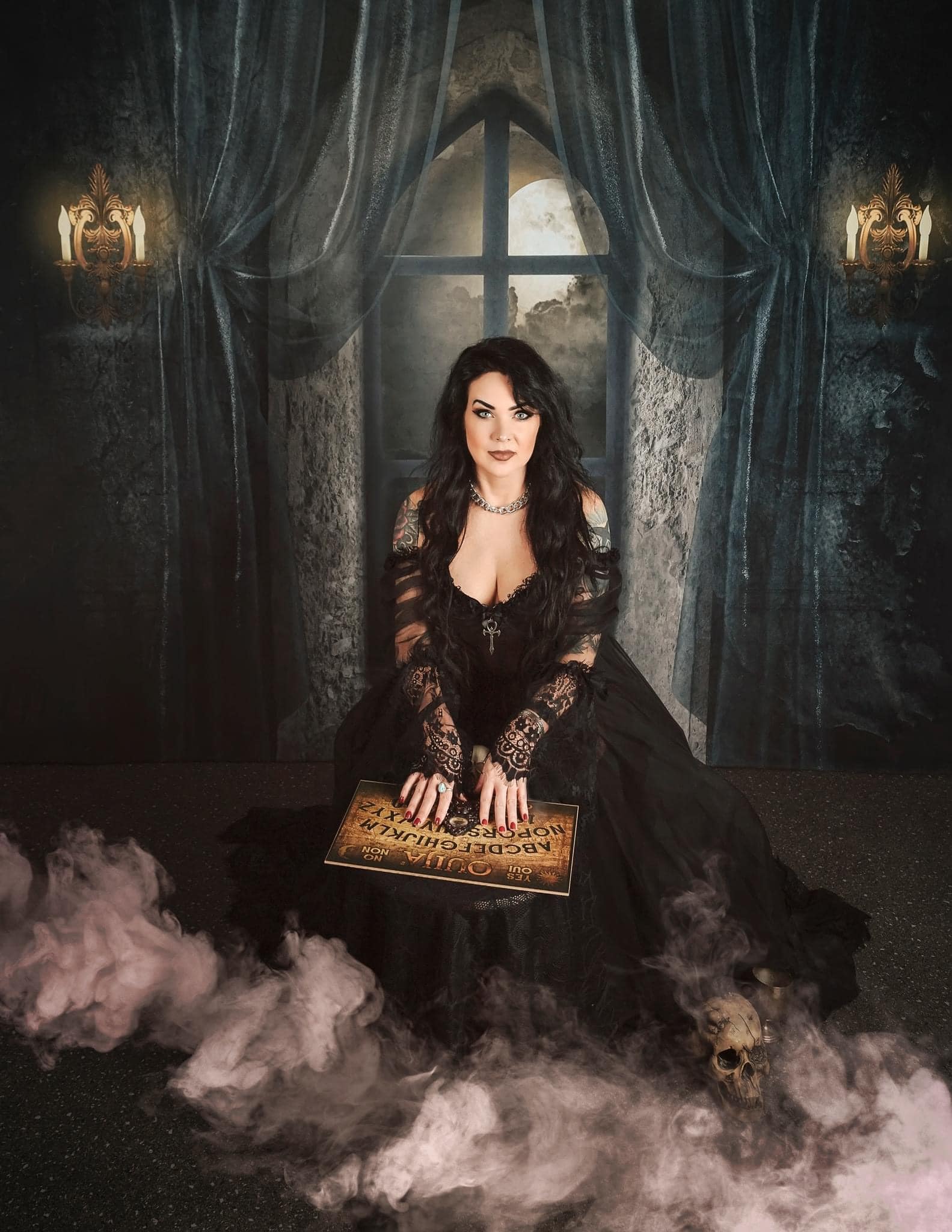 Kate Halloween Château Nuit Lune Nuage Toile de fond conçue par Uta Mueller Photographie - Kate Backdrop FR