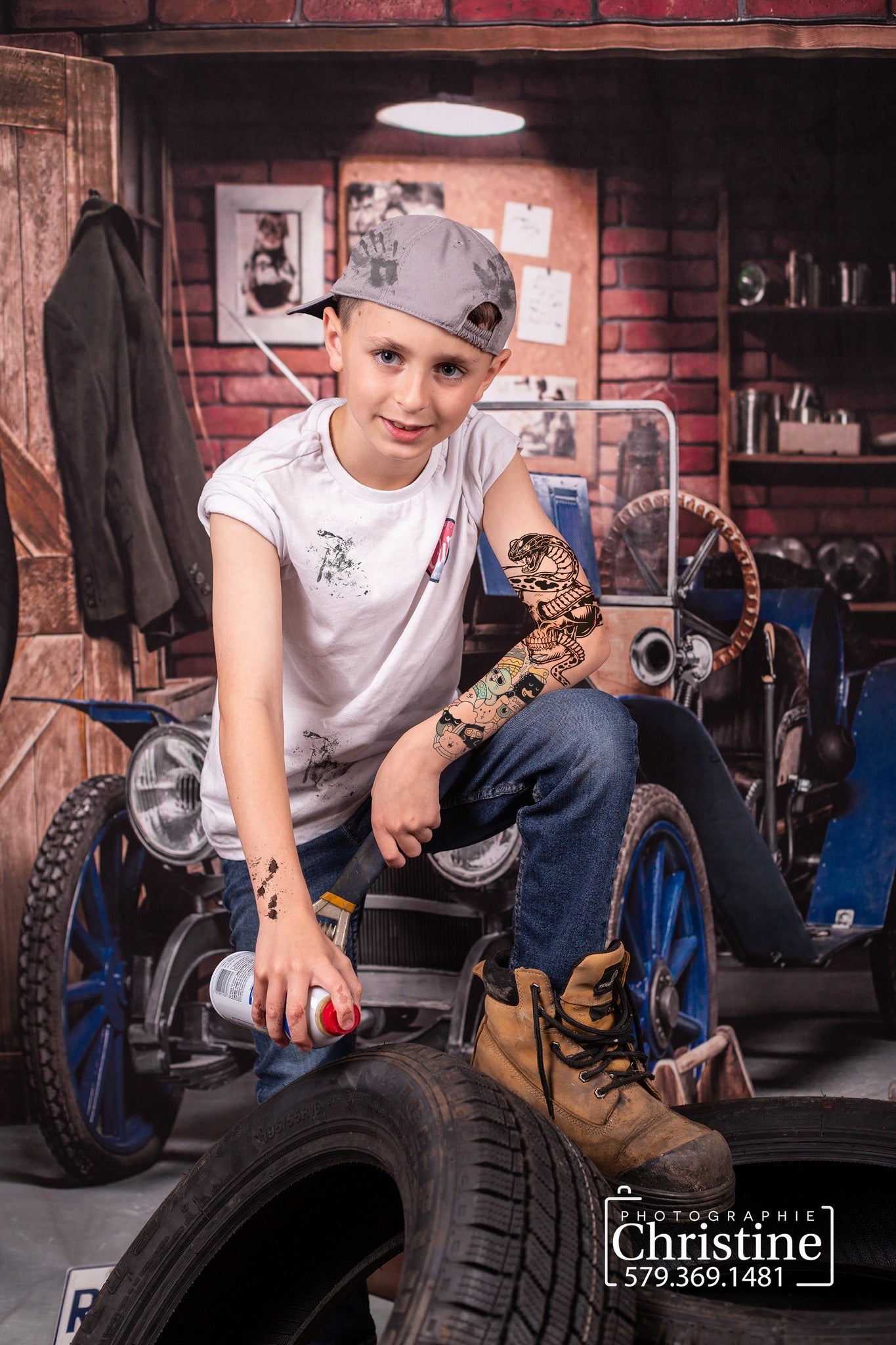 Kate Atelier de voiture Garage Fête des pères Garçon Toile de fond pour la photographie - Kate Backdrop FR