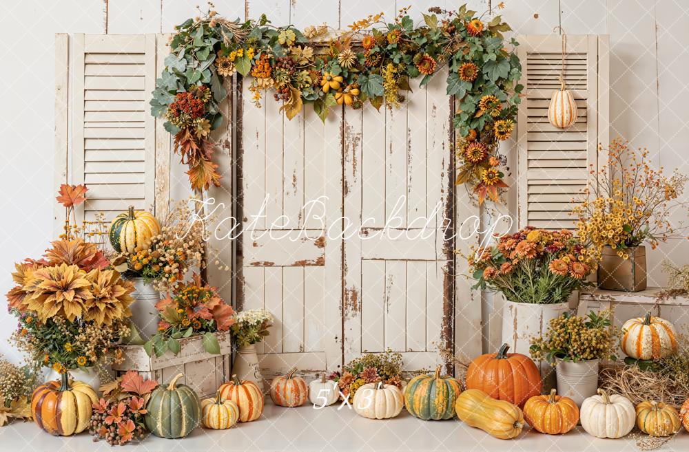 Kate Automne Citrouilles Porte Volets Toile de fond conçue par Emetselch