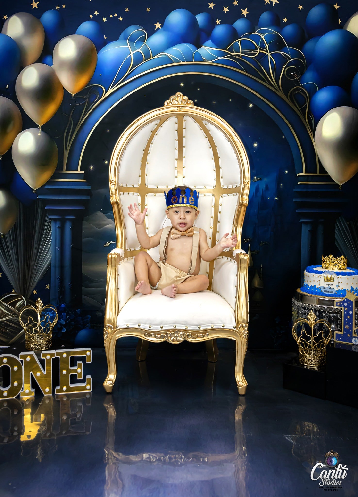 Kate Anniversaire Prince Ballons Château Toile de fond conçu par Ashley Paul - Kate Backdrop FR