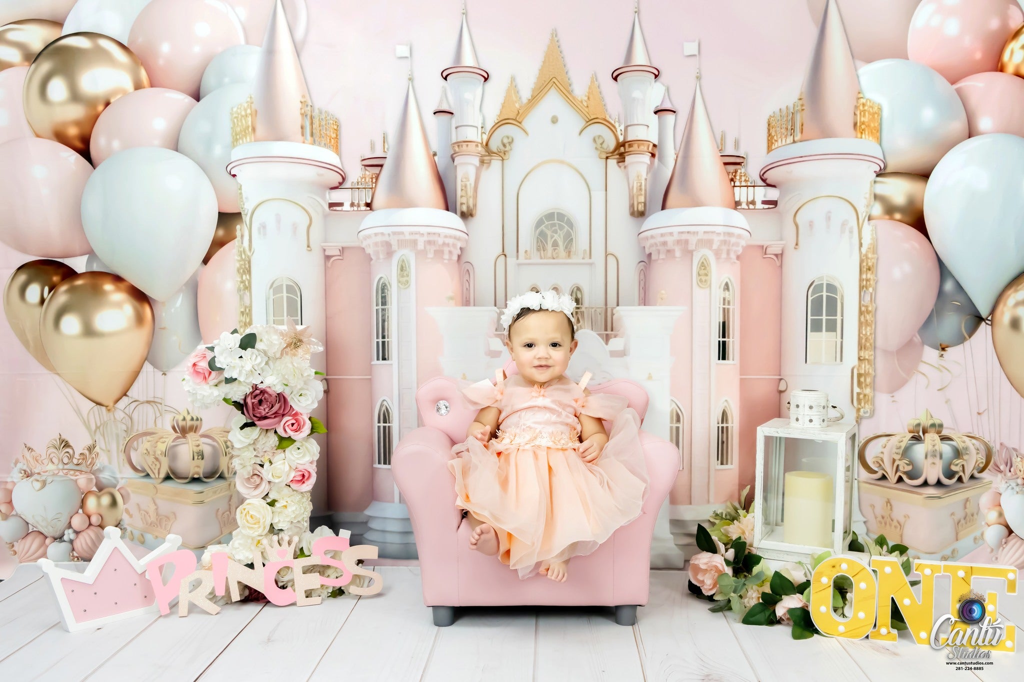 Kate Rose Château de princesse Anniversaire Toile de fond conçu par Ashley Paul - Kate Backdrop FR
