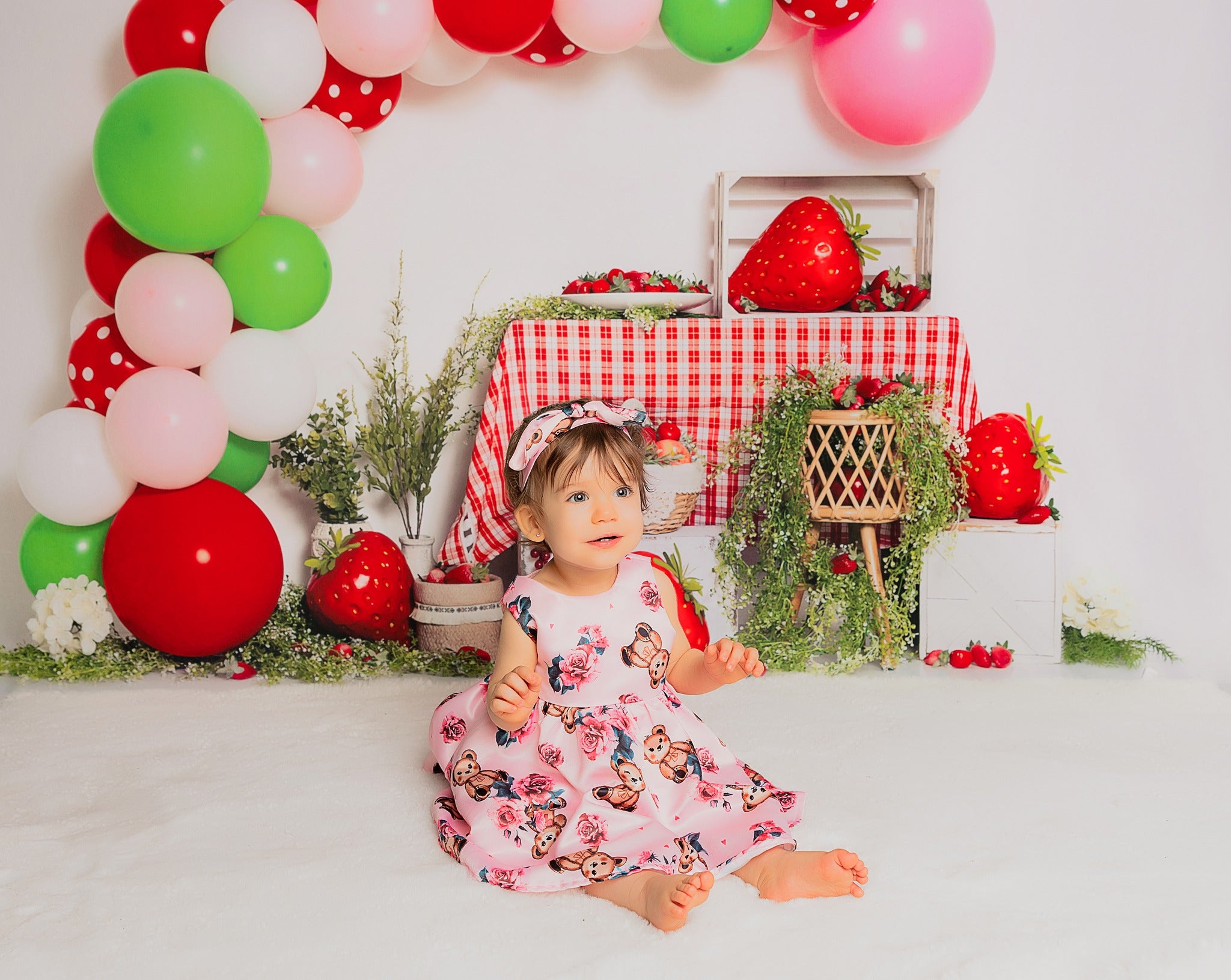 Kate Ballons aux fraises Cake Smash Toile de fond conçu par Emetselch - Kate Backdrop FR