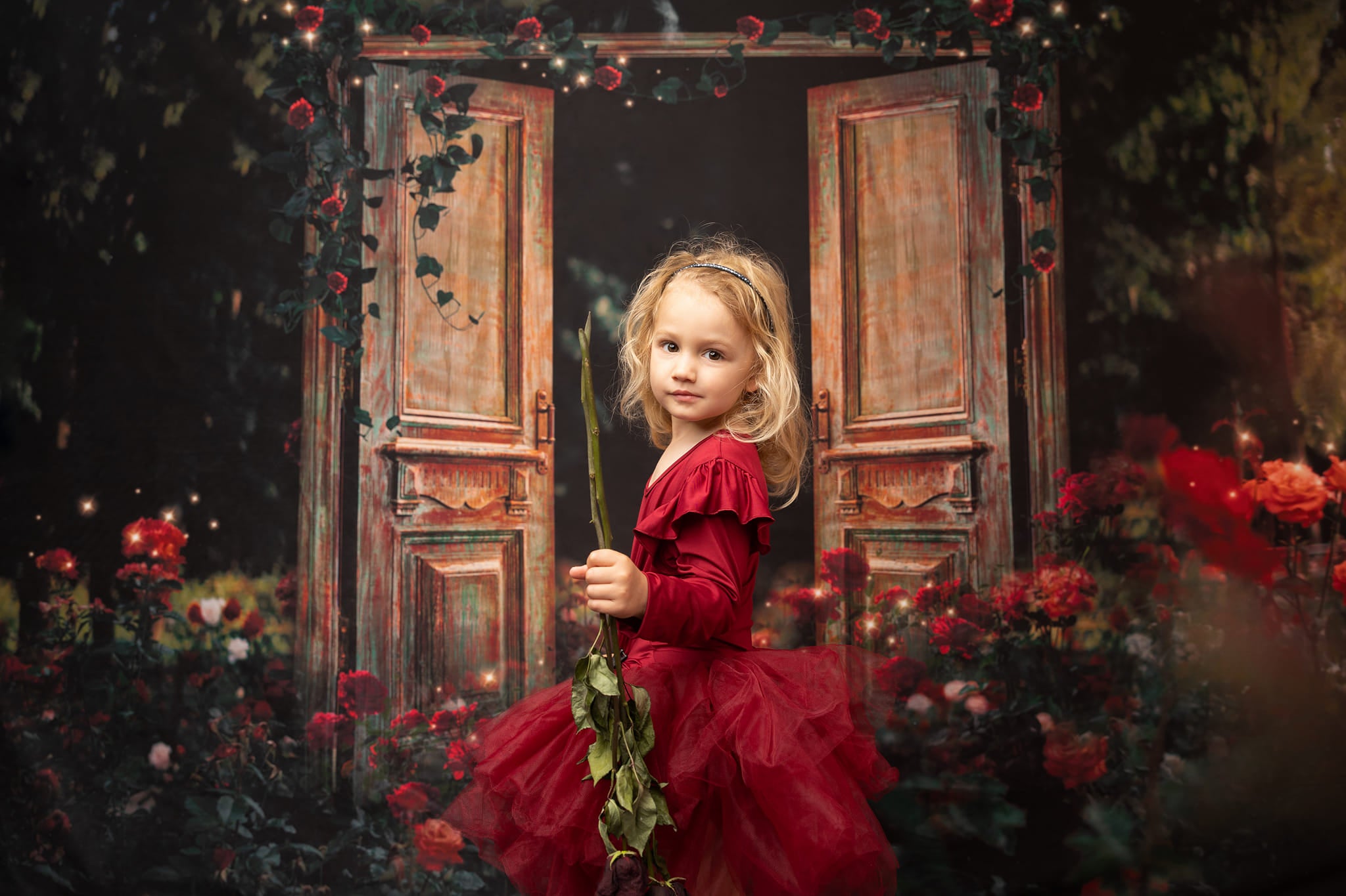 Kate Jardin de roses Nuit Saint-Valentin Porte Toile de fond pour la photographie - Kate Backdrop FR