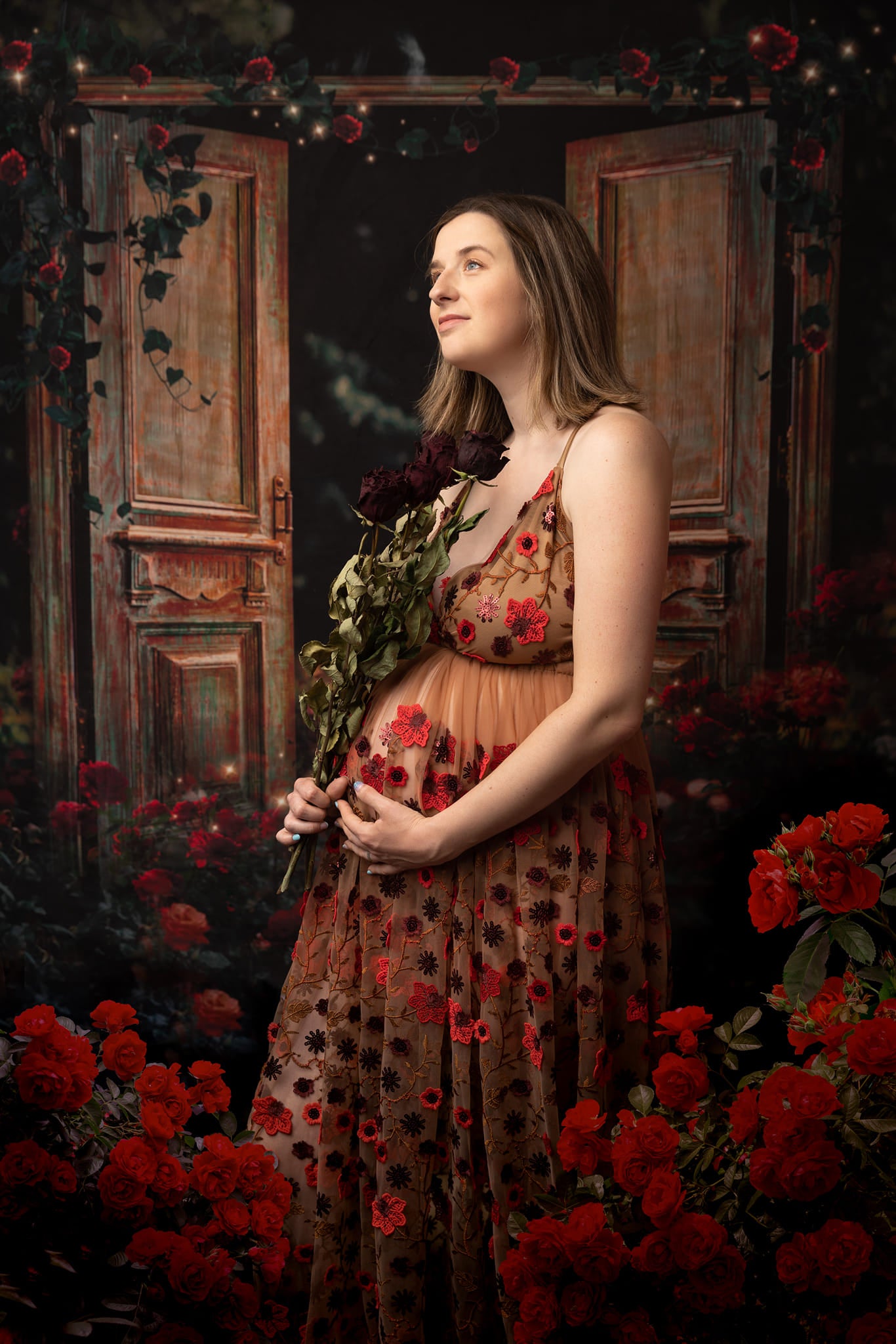 Kate Jardin de roses Nuit Saint-Valentin Porte Toile de fond pour la photographie - Kate Backdrop FR