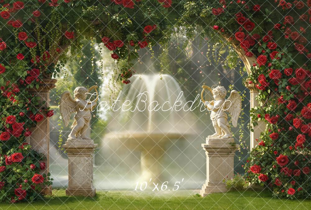 Kate Jardin Cour Roses Fontaine Toile de fond en Polar conçue par Emetselch