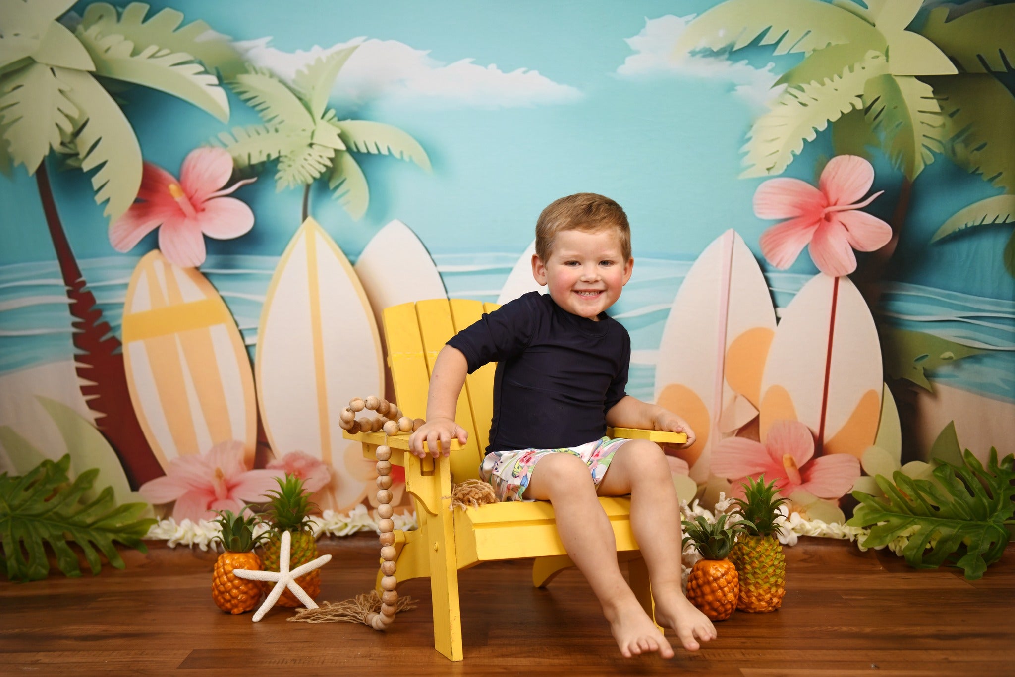 Kate Été Fleurs Mer Plage Toile de fond pour la photographie - Kate Backdrop FR