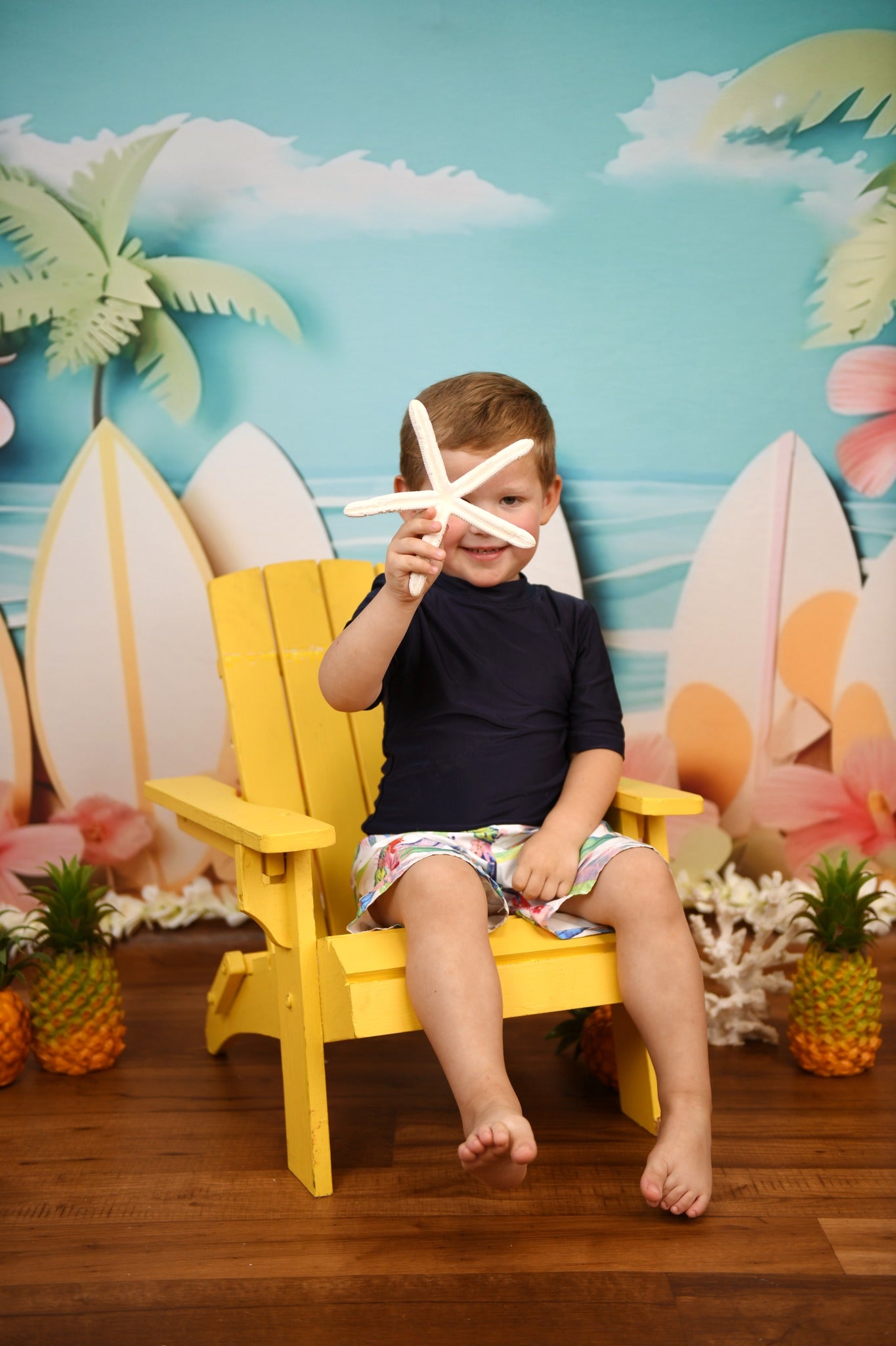 Kate Été Fleurs Mer Plage Toile de fond pour la photographie - Kate Backdrop FR