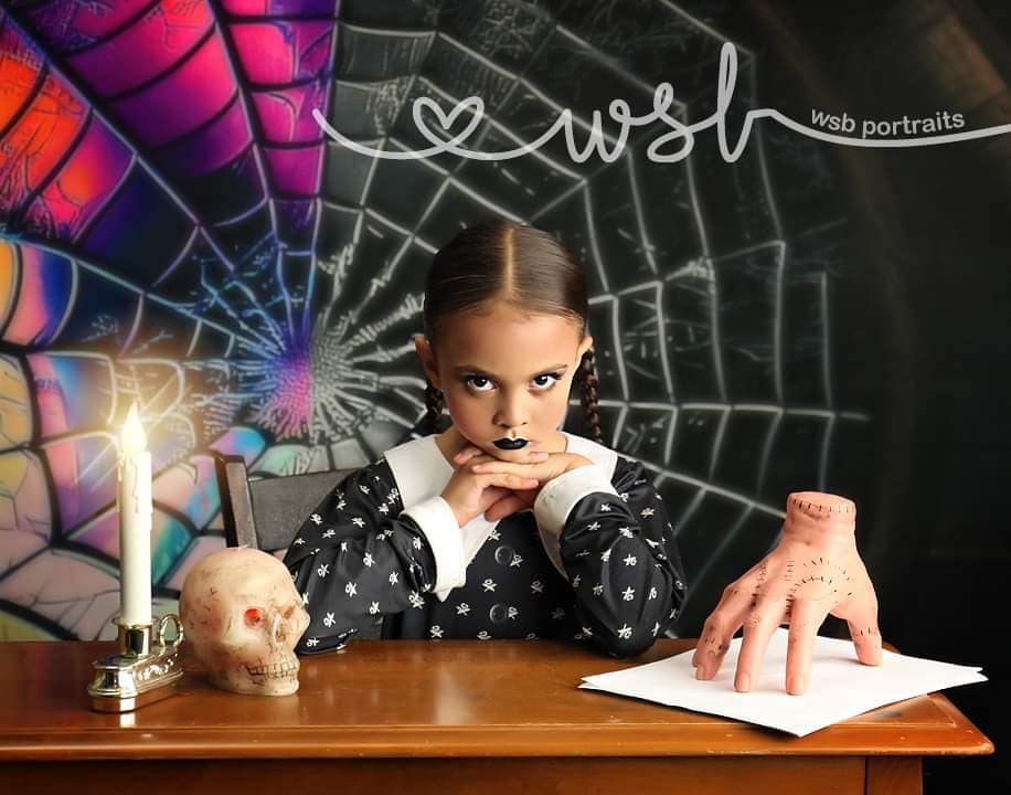 Kate Halloween Grenier Toile d'araignée Fenêtre Toile de fond conçue par Mini MakeBelieve - Kate Backdrop FR