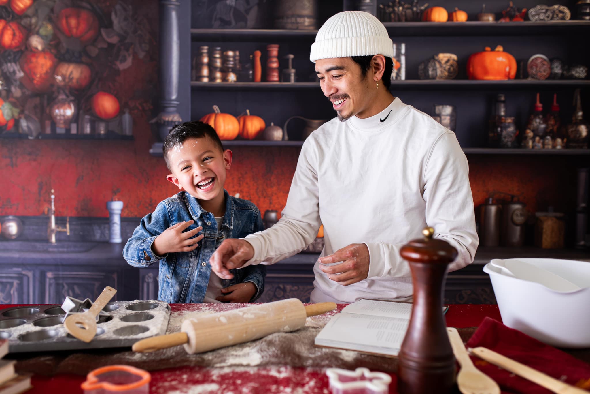 Kate Automne Cuisine Citrouilles Toile de fond conçue par Mandy Ringe - Kate Backdrop FR