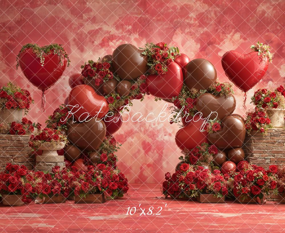 Kate La Saint Valentin Ballons Arche Fleurs Toile de fond conçue par Emetselch