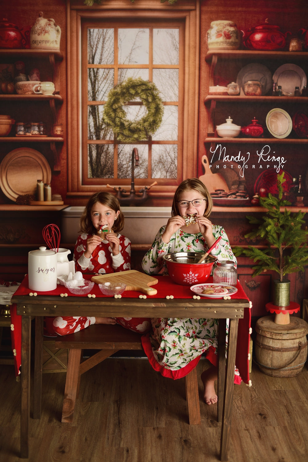 Kate Confortable Noël Cuisine Toile de fond conçue par Mandy Ringe - Kate Backdrop FR
