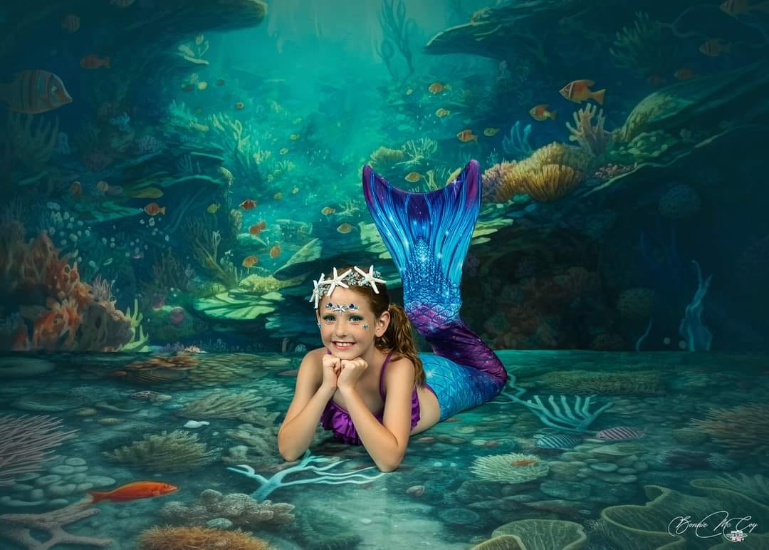 Kate Été Océan Récif Toile de fond+Sirène Océan Récif Sol Toile de fond - Kate Backdrop FR