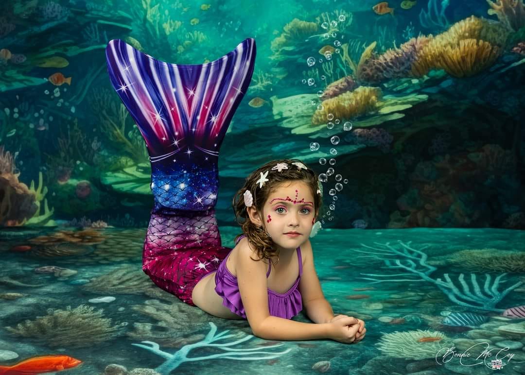 Kate Été Océan Récif Toile de fond+Sirène Océan Récif Sol Toile de fond - Kate Backdrop FR