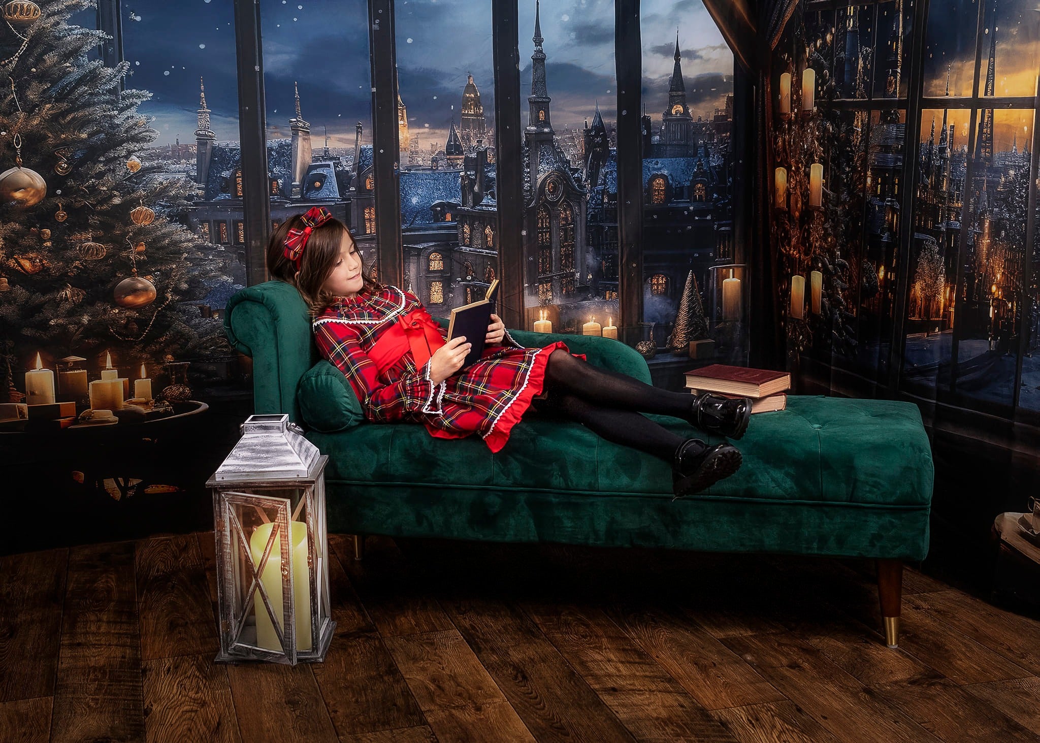 Kate Noël Ville enneigée Fenêtre Nuit Bougie Ensemble de chambre (8pix8pi&10pix8pi&8pix10pi) - Kate Backdrop FR