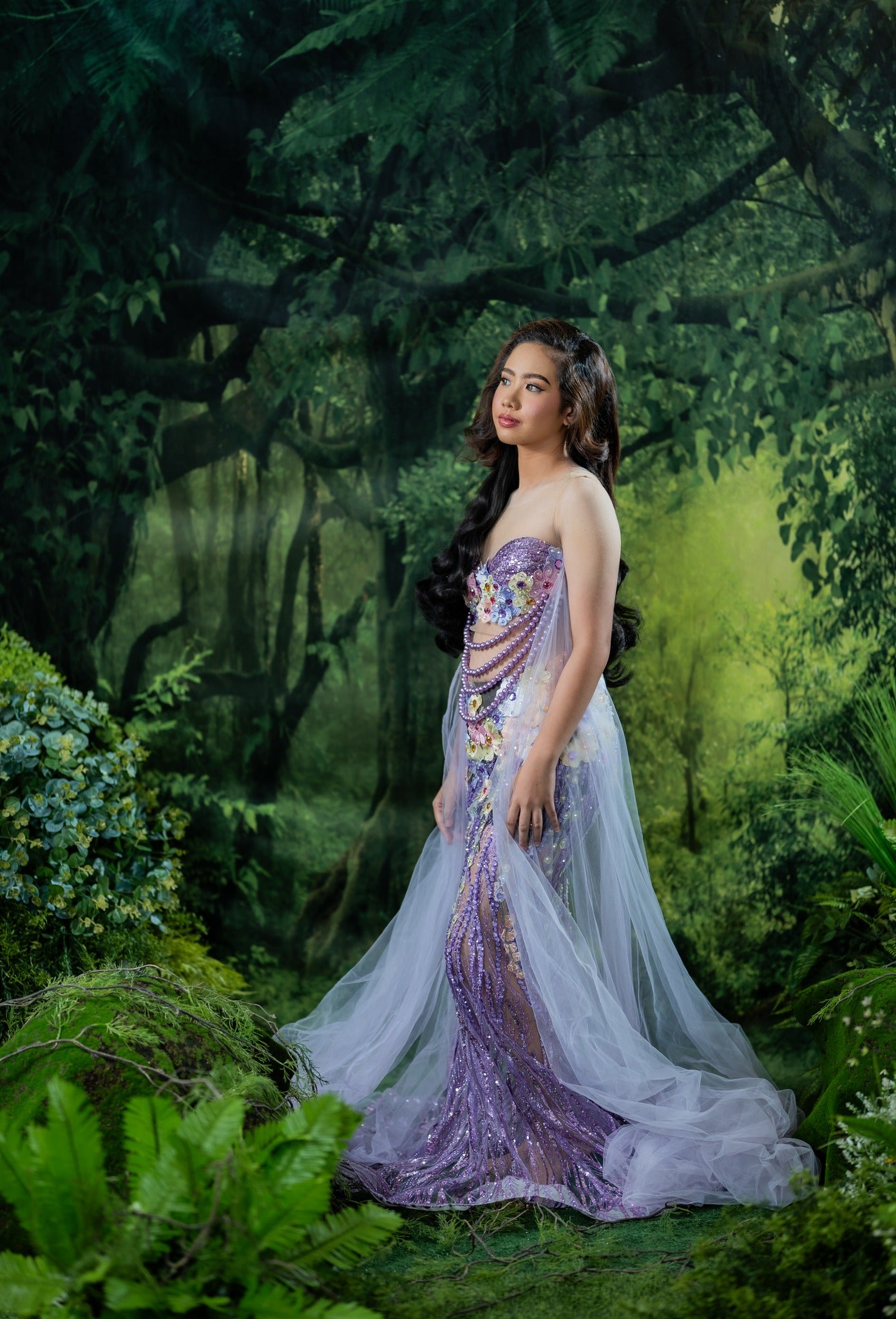 Kate Forêt verte Toile de fond+Prairie verte Tapis de sol en caoutchouc - Kate Backdrop FR