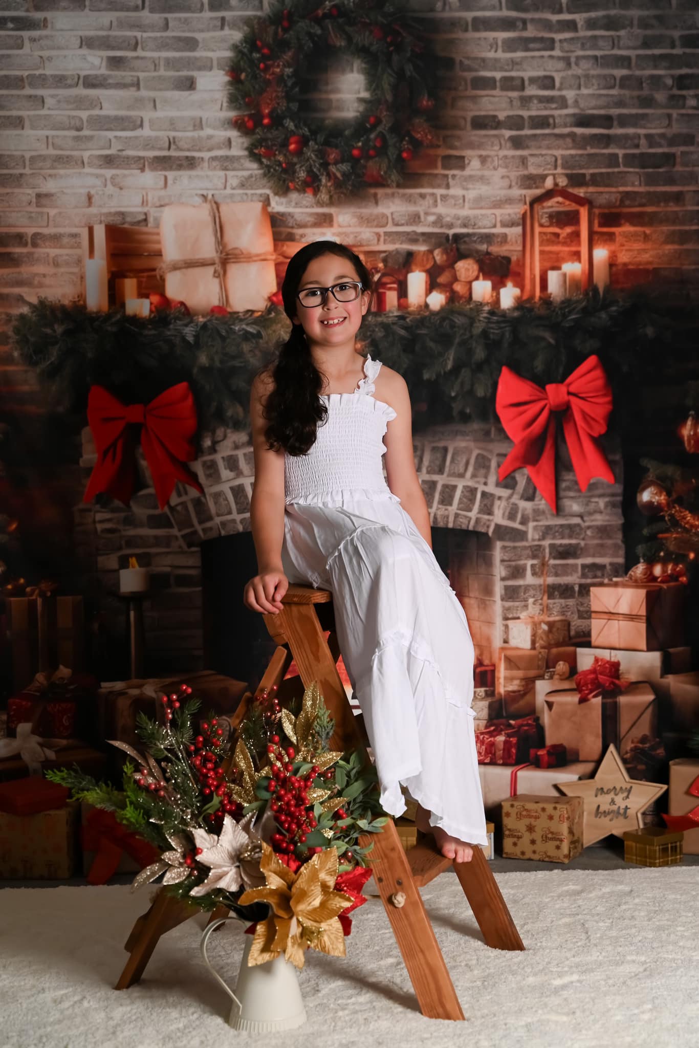 Kate Rustique Brique Cheminée Noël Toile de fond conçue par Mini MakeBelieve - Kate Backdrop FR