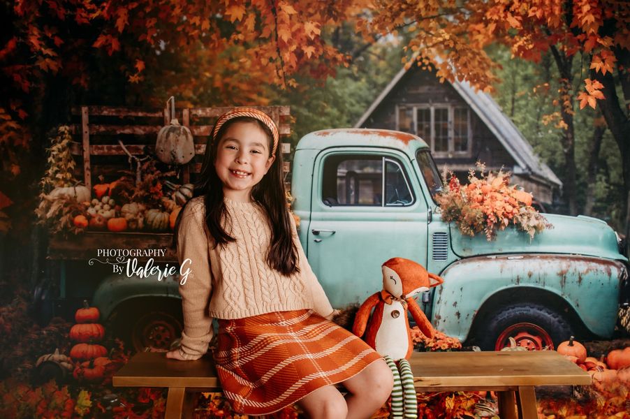 Kate Automne Camion Citrouille Récolte Toile de fond pour la photographie - Kate Backdrop FR