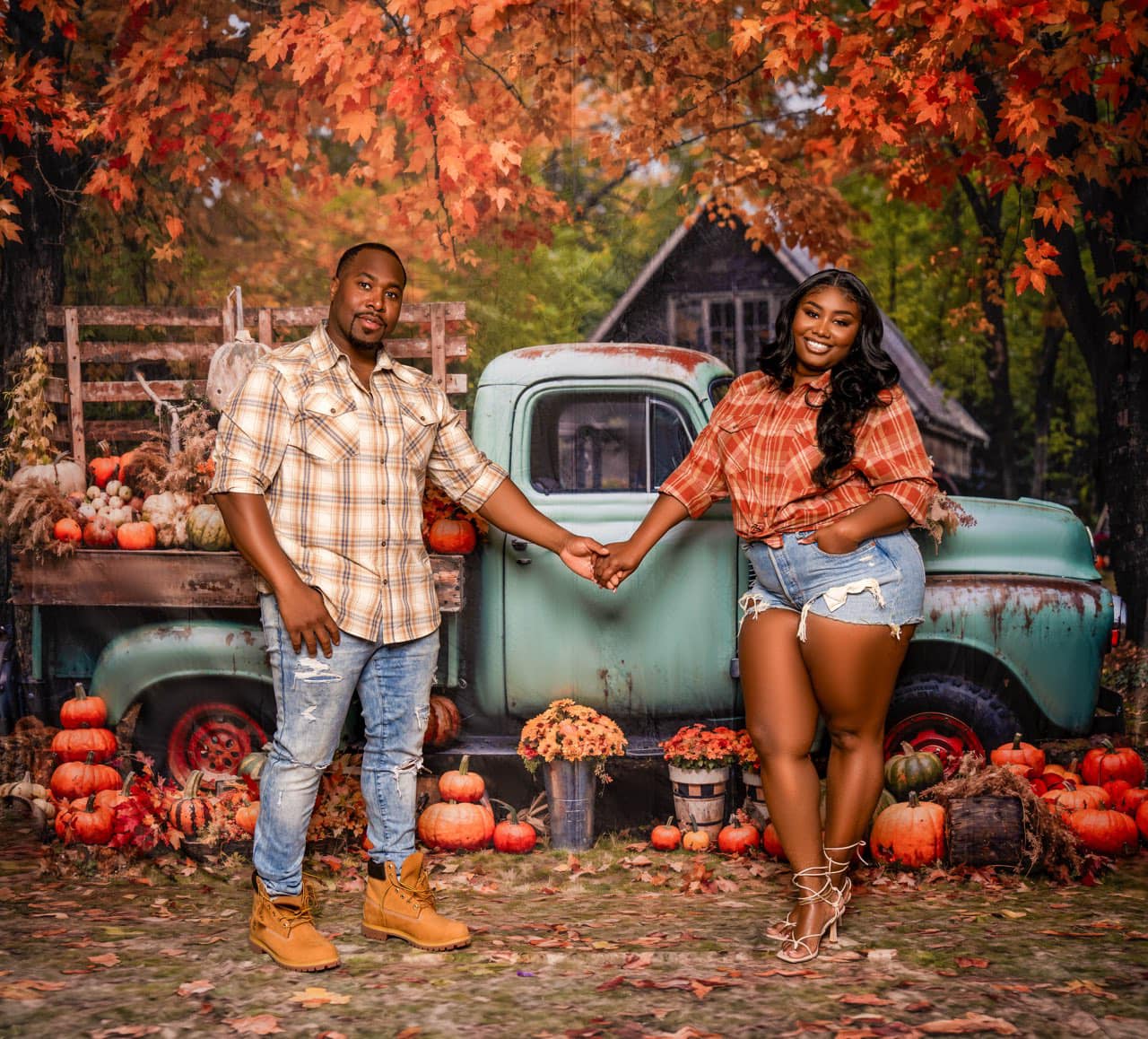 Kate Automne Camion Citrouille Récolte Toile de fond pour la photographie - Kate Backdrop FR