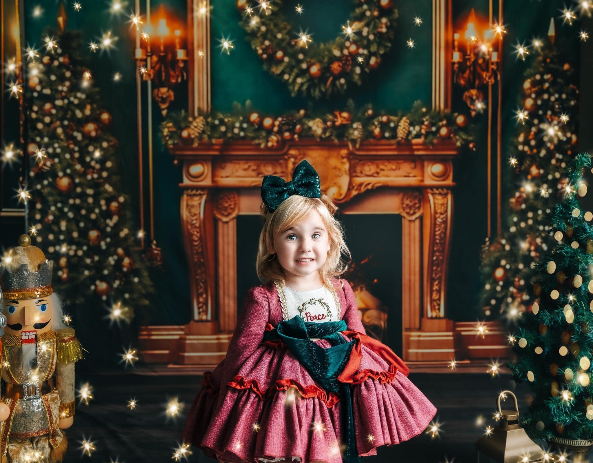 Kate Noël Cheminée Ville Nuit Vert Ensemble de chambre (8pix8pi&10pix8pi&8pix10pi) - Kate Backdrop FR