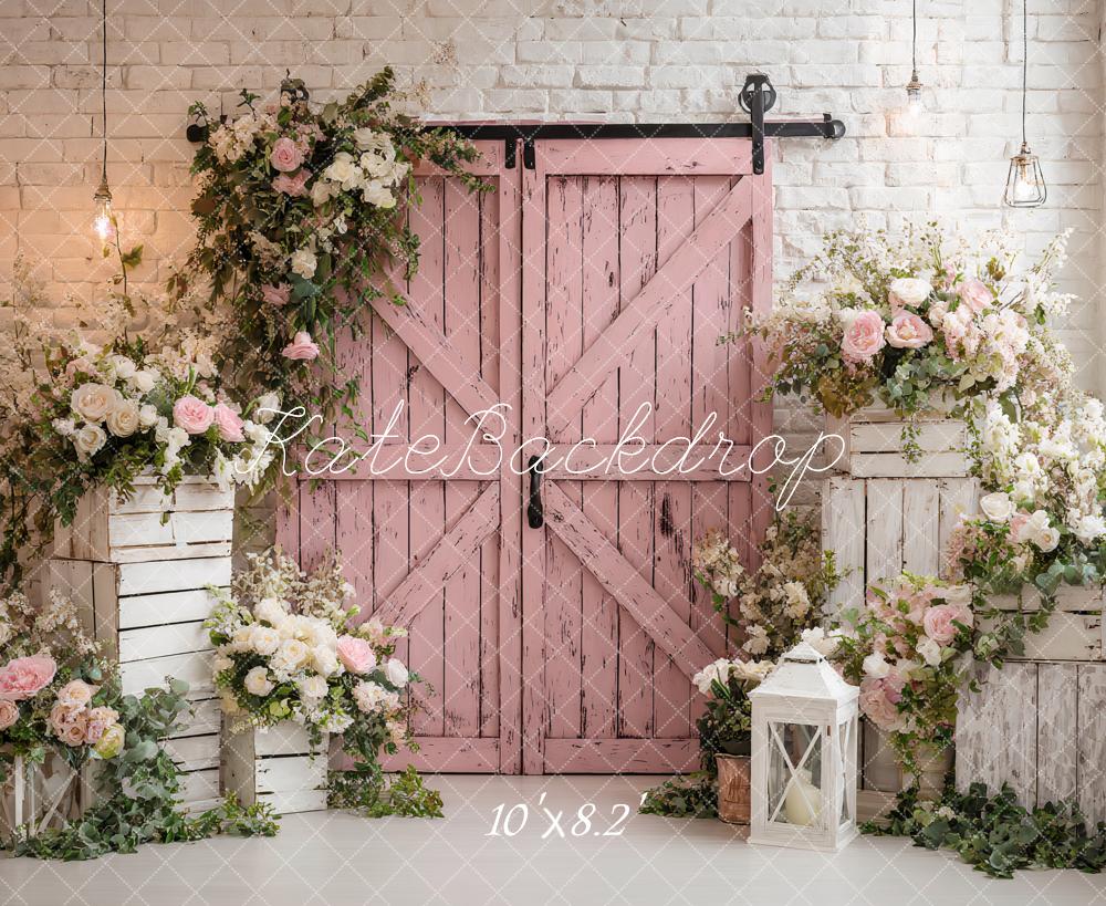 Kate Porte Roses Fleurs Lanternes Toile de fond conçue par Ashley Paul - Kate Backdrop FR