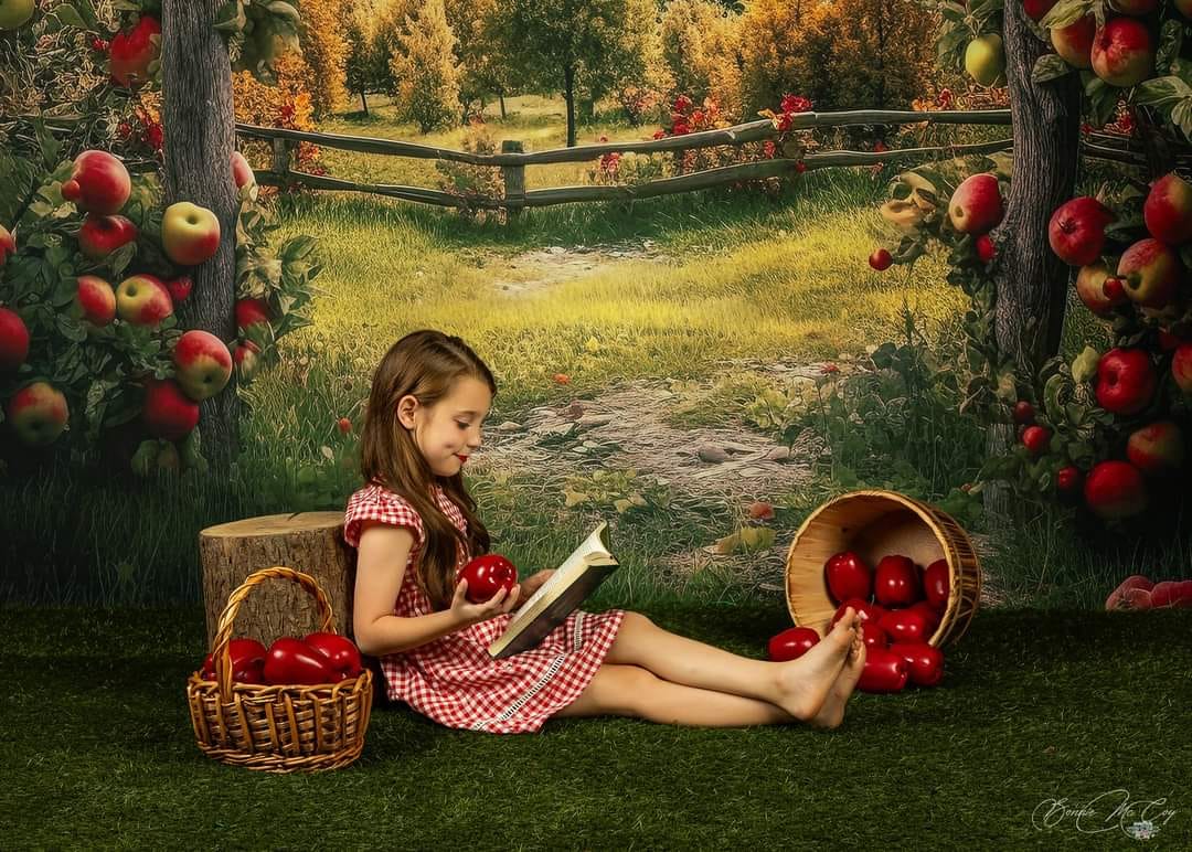 Kate Arche de pomme Arbre Montagne Toile de fond conçu par Angela Marie Photographie - Kate Backdrop FR