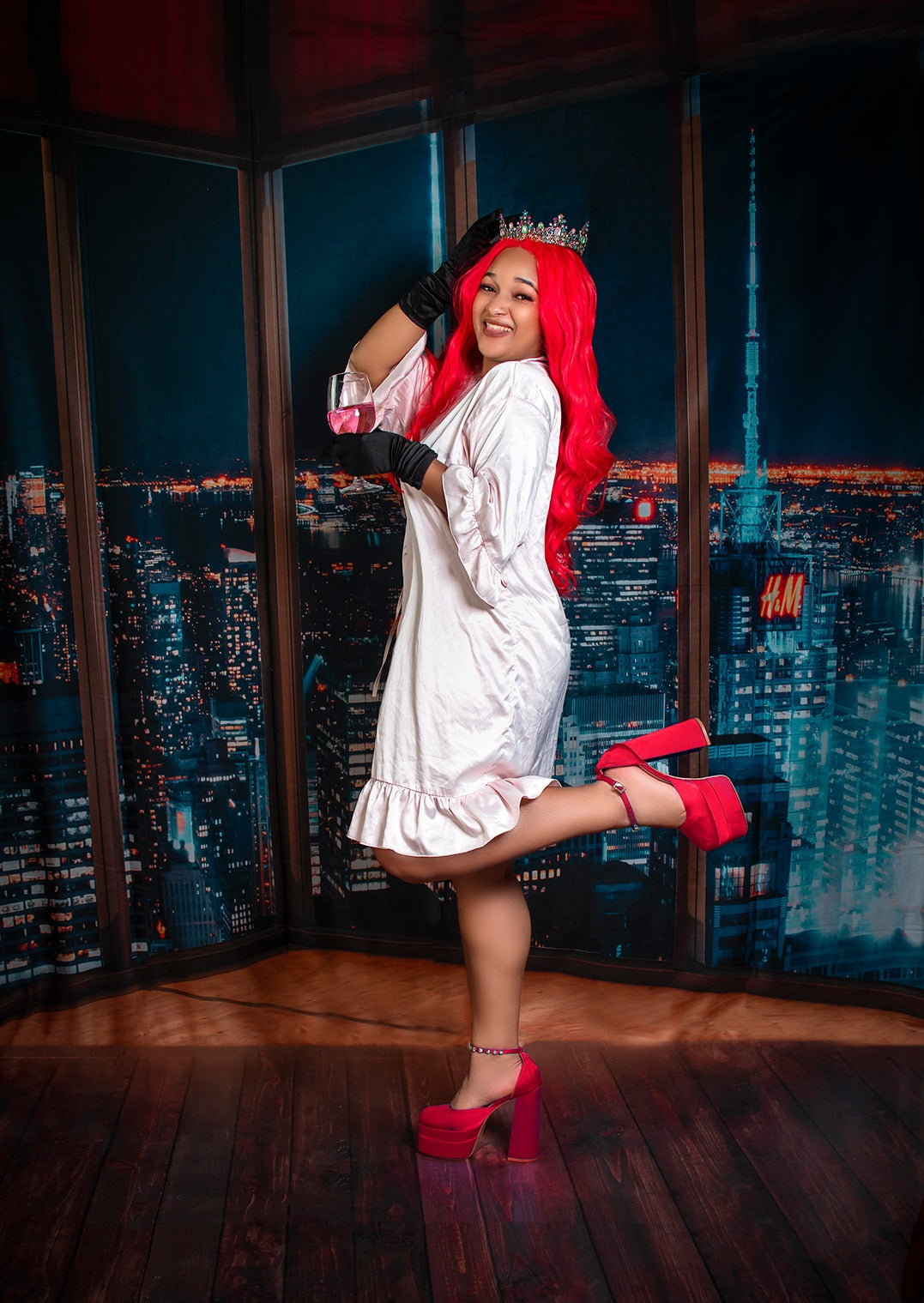 Kate Ville Bureau Nuit Fenêtre Toile de fond conçue par JFCC - Kate Backdrop FR