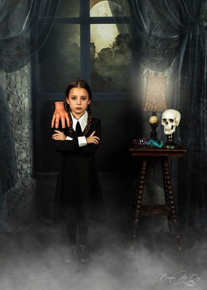 Kate Halloween Château Nuit Lune Nuage Toile de fond conçue par Uta Mueller Photographie - Kate Backdrop FR