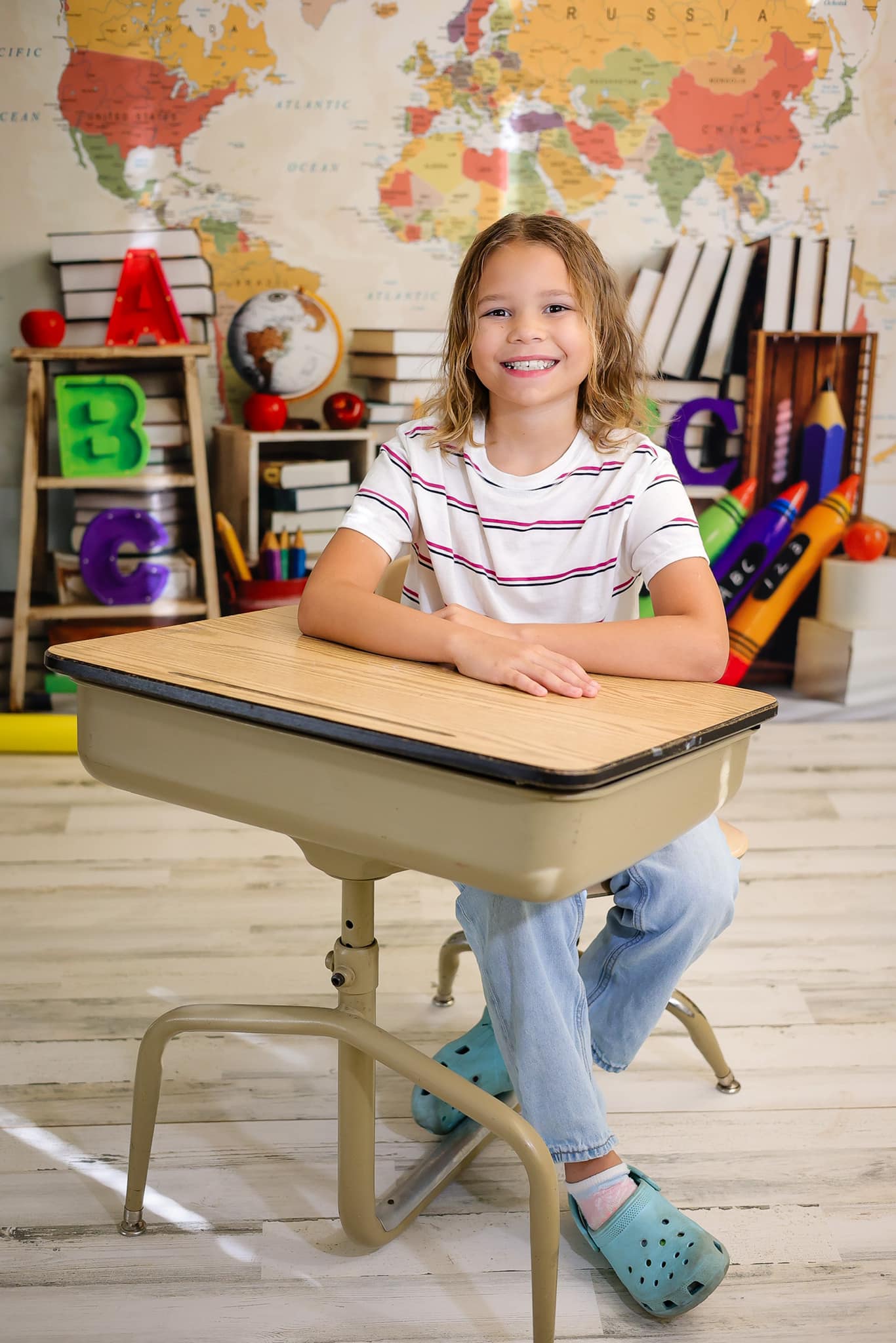 Kate Retour à l'école Carte du monde Livres Toile de fond conçu par Emetselch - Kate Backdrop FR