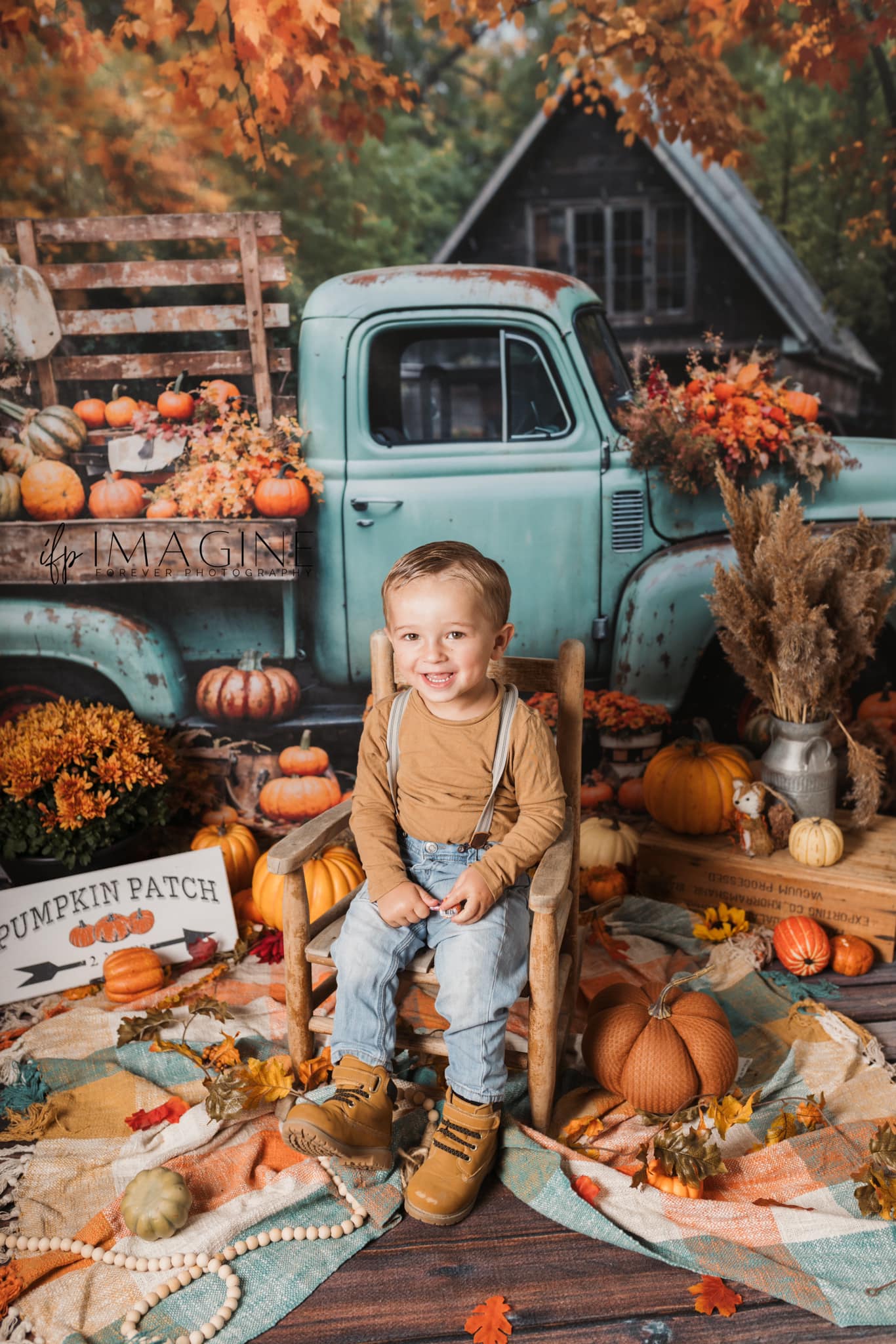 Kate Automne Camion Citrouille Récolte Toile de fond pour la photographie - Kate Backdrop FR