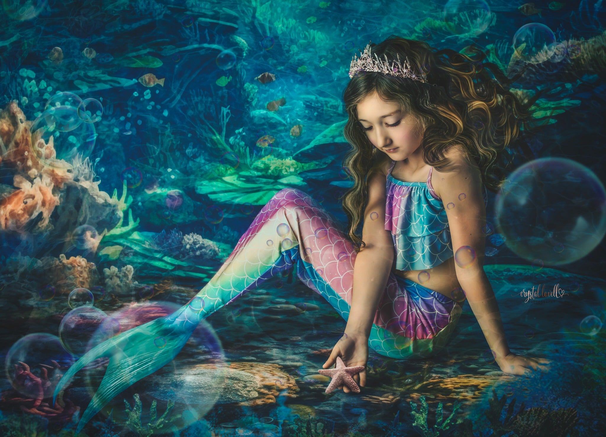 Kate Été Océan Récif Toile de fond+Sirène Océan Récif Tapis de sol en caoutchouc - Kate Backdrop FR