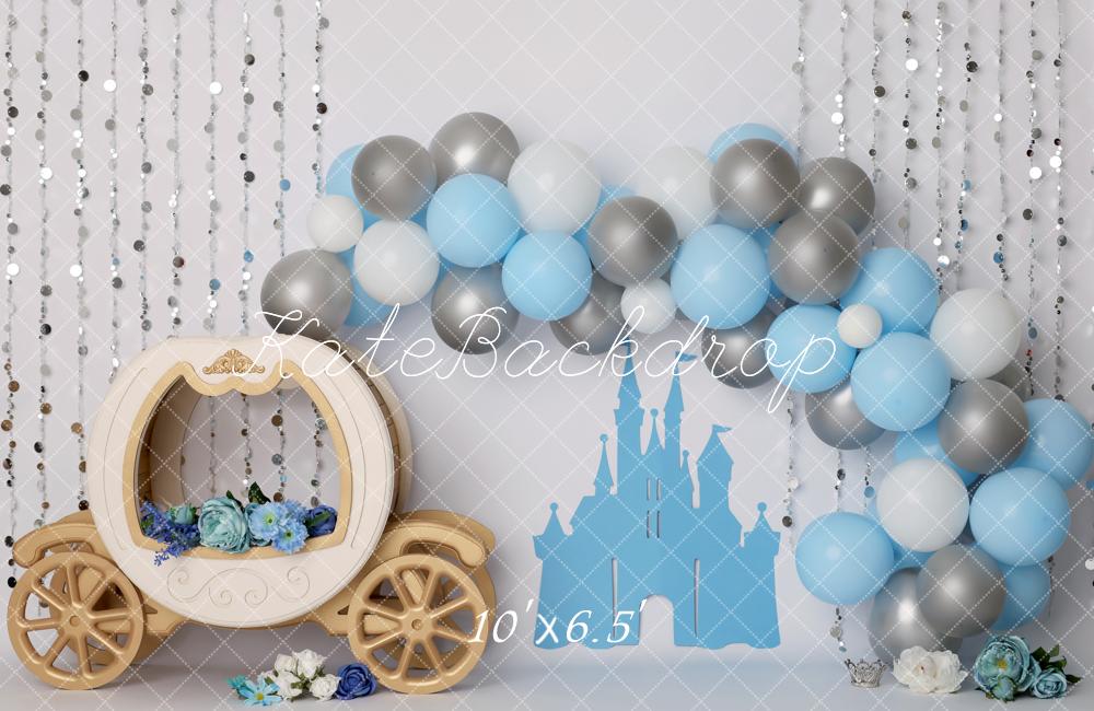 Kate Château Carrosse Arc Ballons Bleu Toile de fond conçue par Melissa King