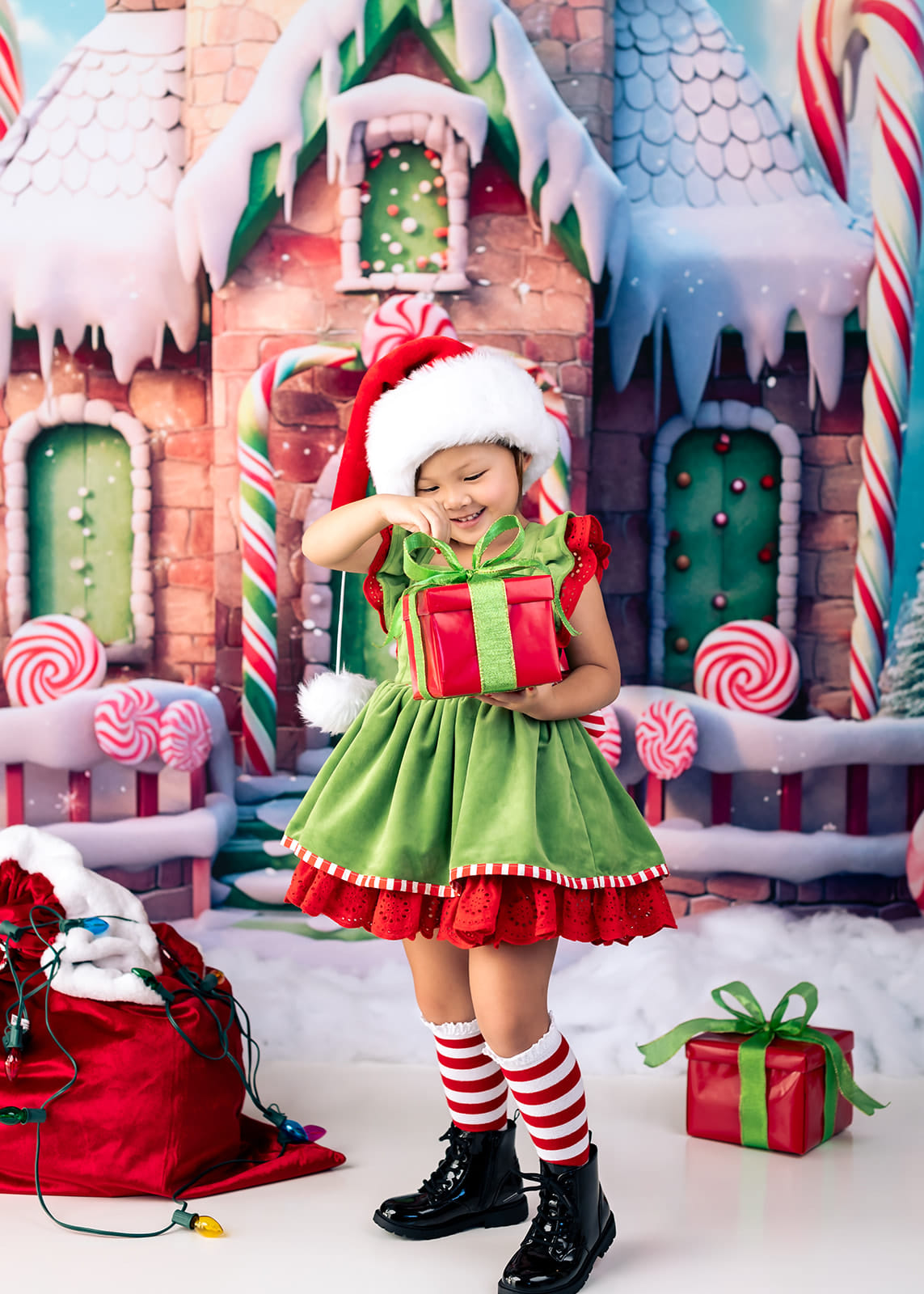 Kate Noël Hiver Maison de bonbons Toile de fond conçu par Emetselch - Kate Backdrop FR