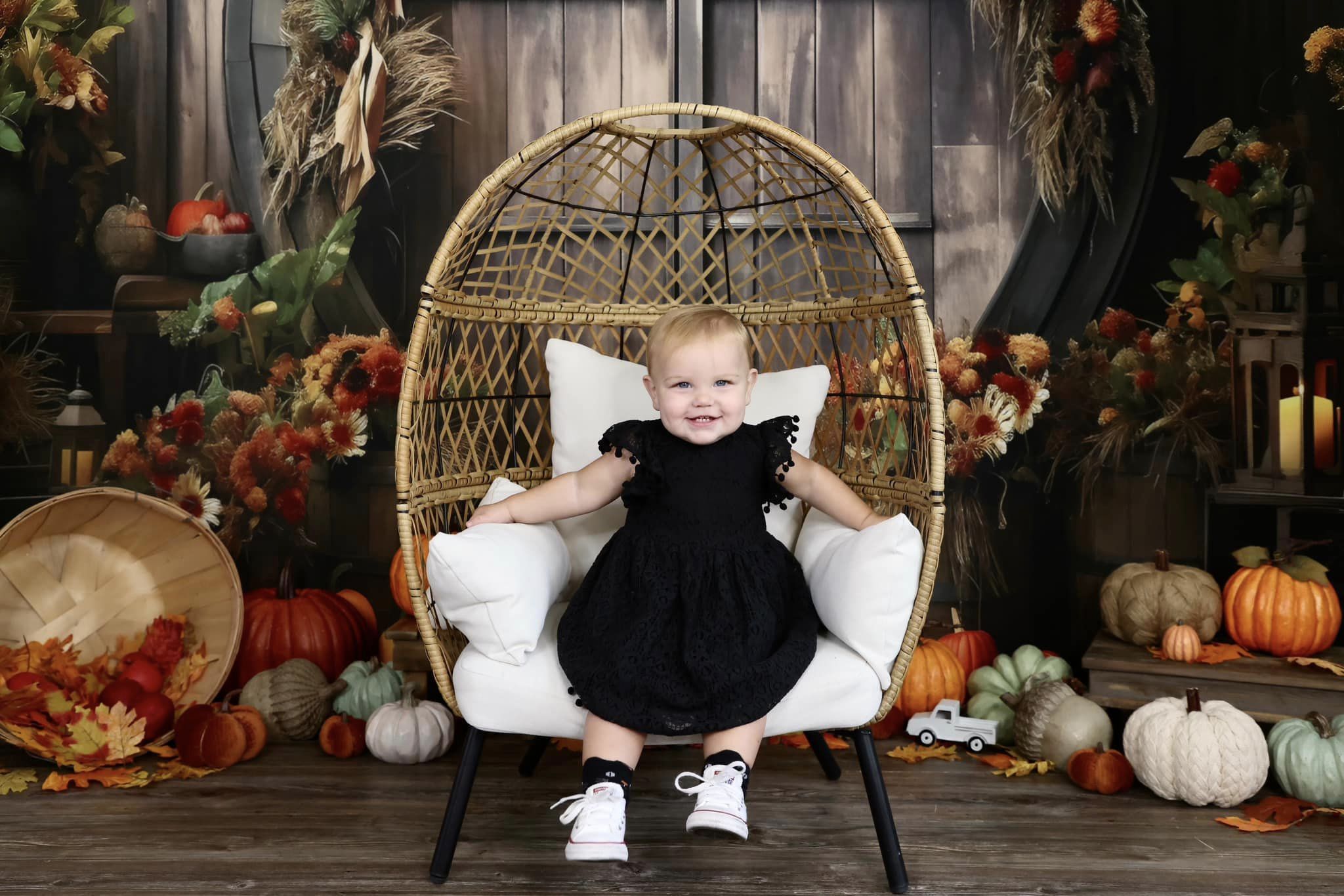 Kate Automne Citrouille Porte Grange Toile de fond pour la photographie - Kate Backdrop FR
