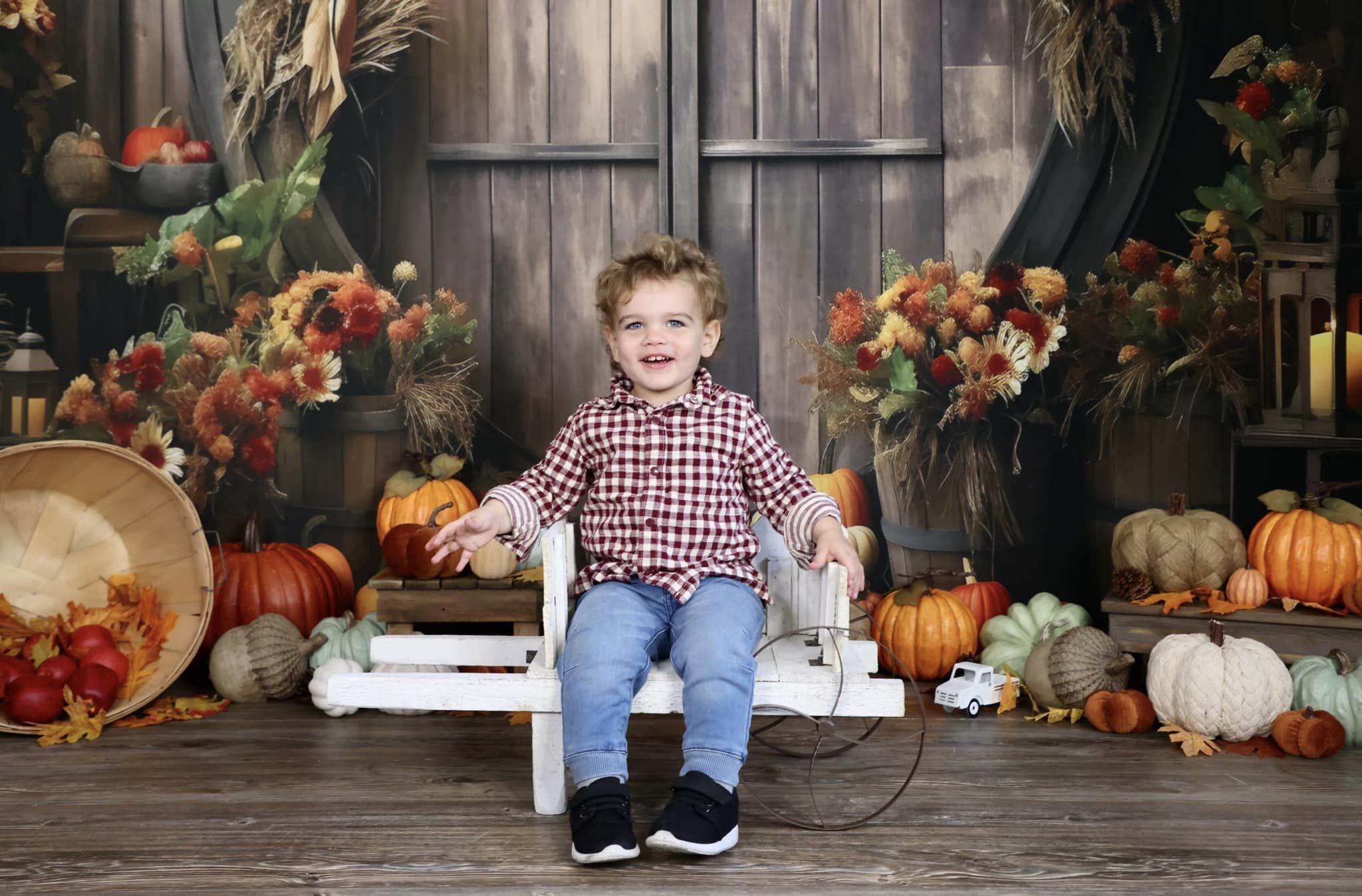 Kate Automne Citrouille Porte Grange Toile de fond pour la photographie - Kate Backdrop FR