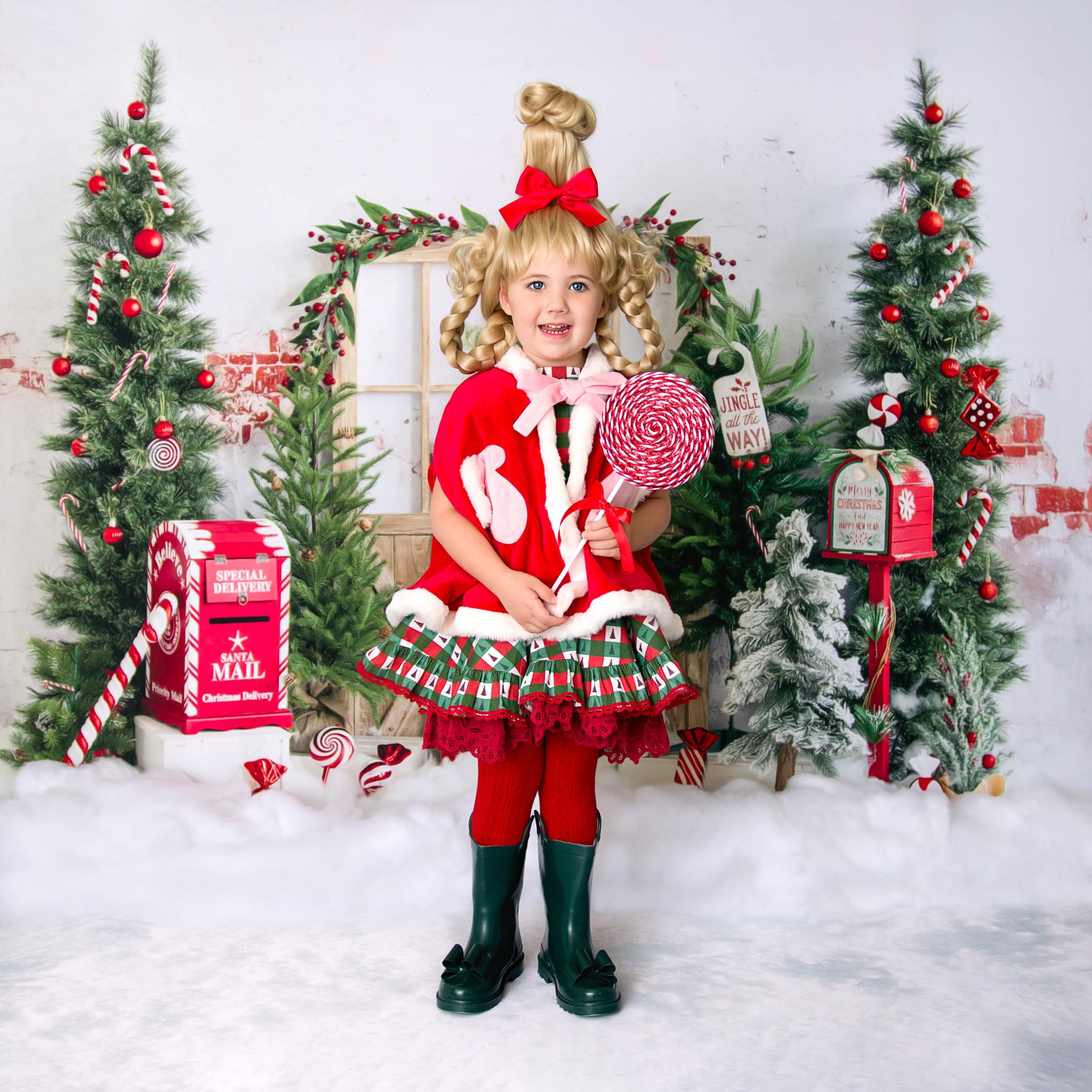 Kate Noël Neige Boites aux lettres Arbres Toile de fond conçue par Emetselch - Kate Backdrop FR