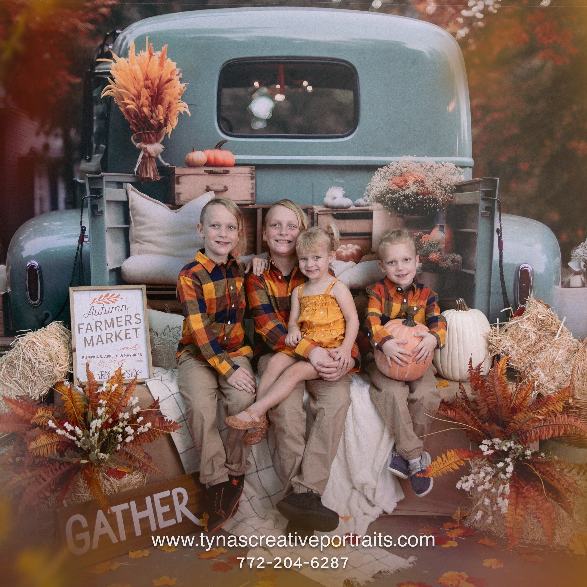 Kate Automne Citrouille Voiture Toile de fond pour la photographie - Kate Backdrop FR