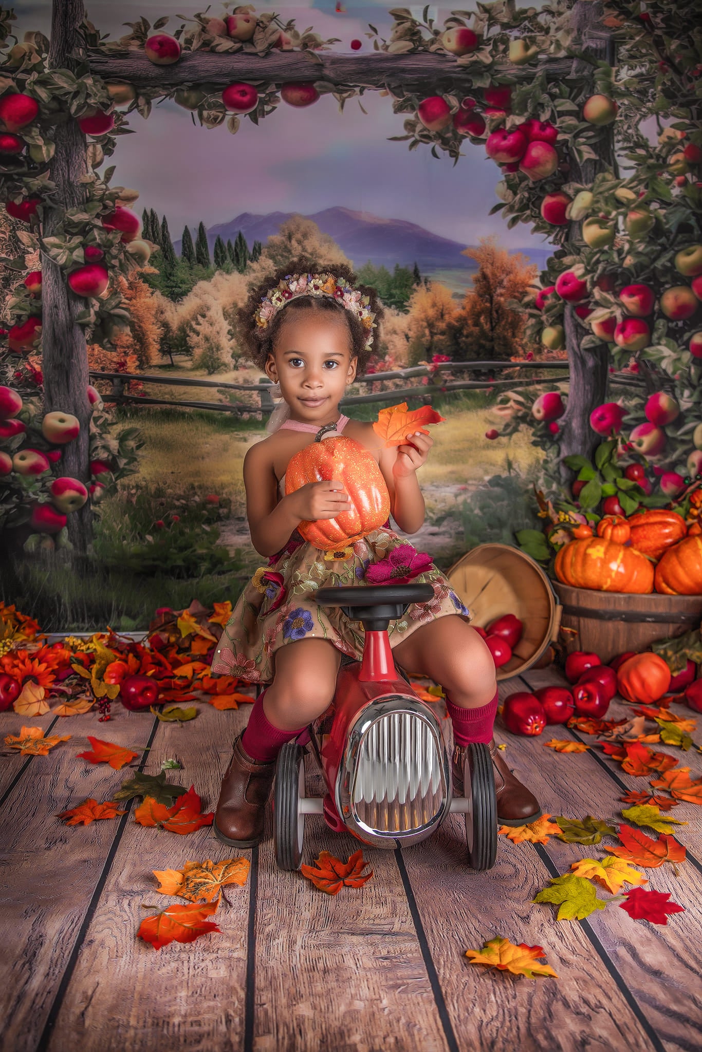 Kate Arche de pomme Arbre Montagne Toile de fond conçu par Angela Marie Photographie - Kate Backdrop FR