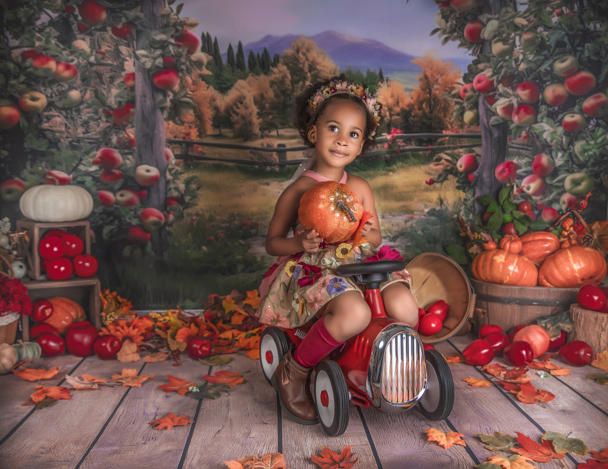 Kate Arche de pomme Arbre Montagne Toile de fond conçu par Angela Marie Photographie - Kate Backdrop FR