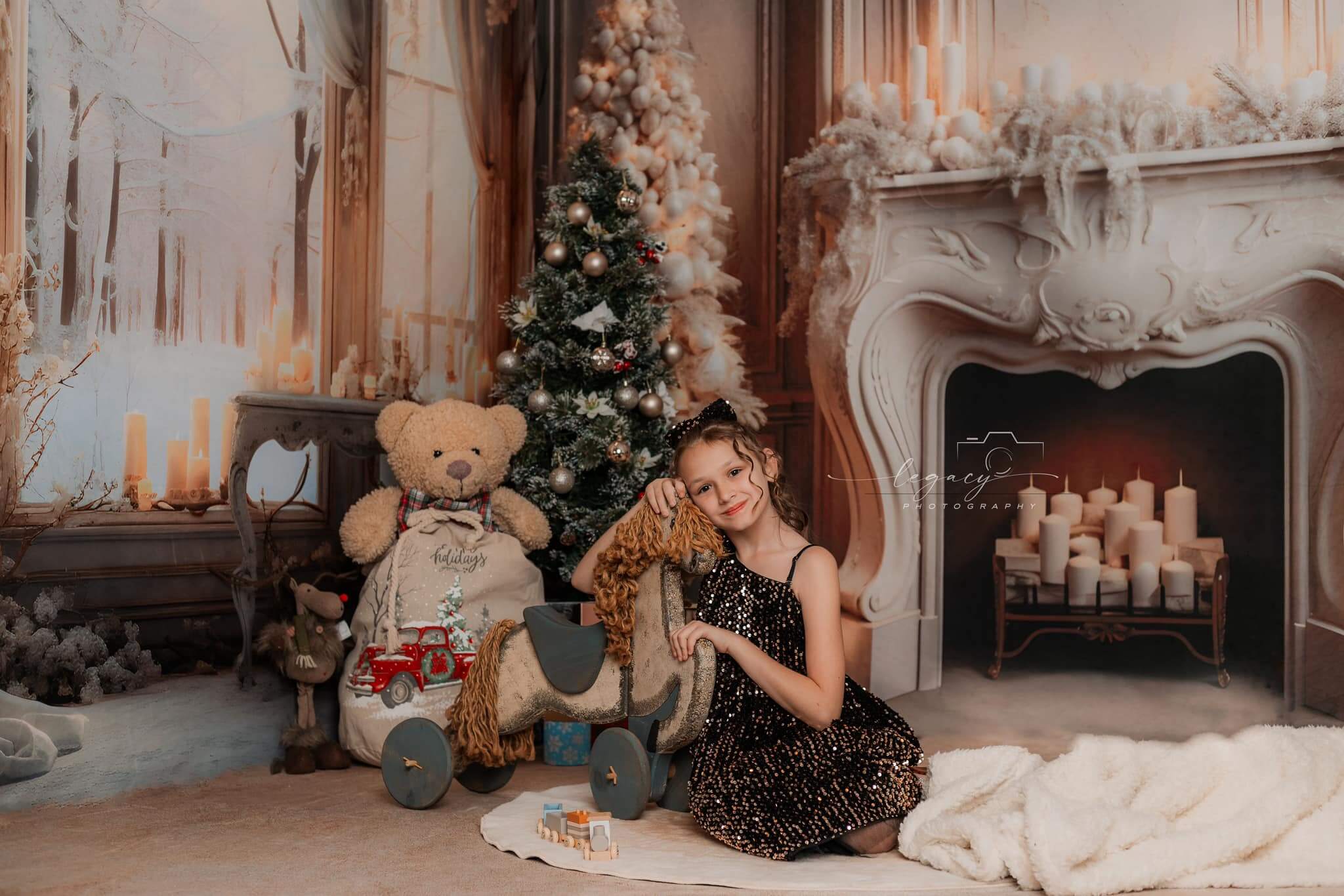 Kate Blanc Élégant Noël Cheminée Ensemble de chambre (8pix8pi&10pix8pi&8pix10pi)