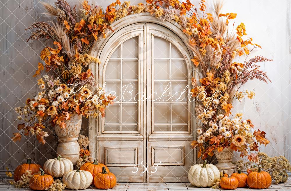 Kate Automne Arche Fleurs Citrouilles Toile de fond conçue par Emetselch